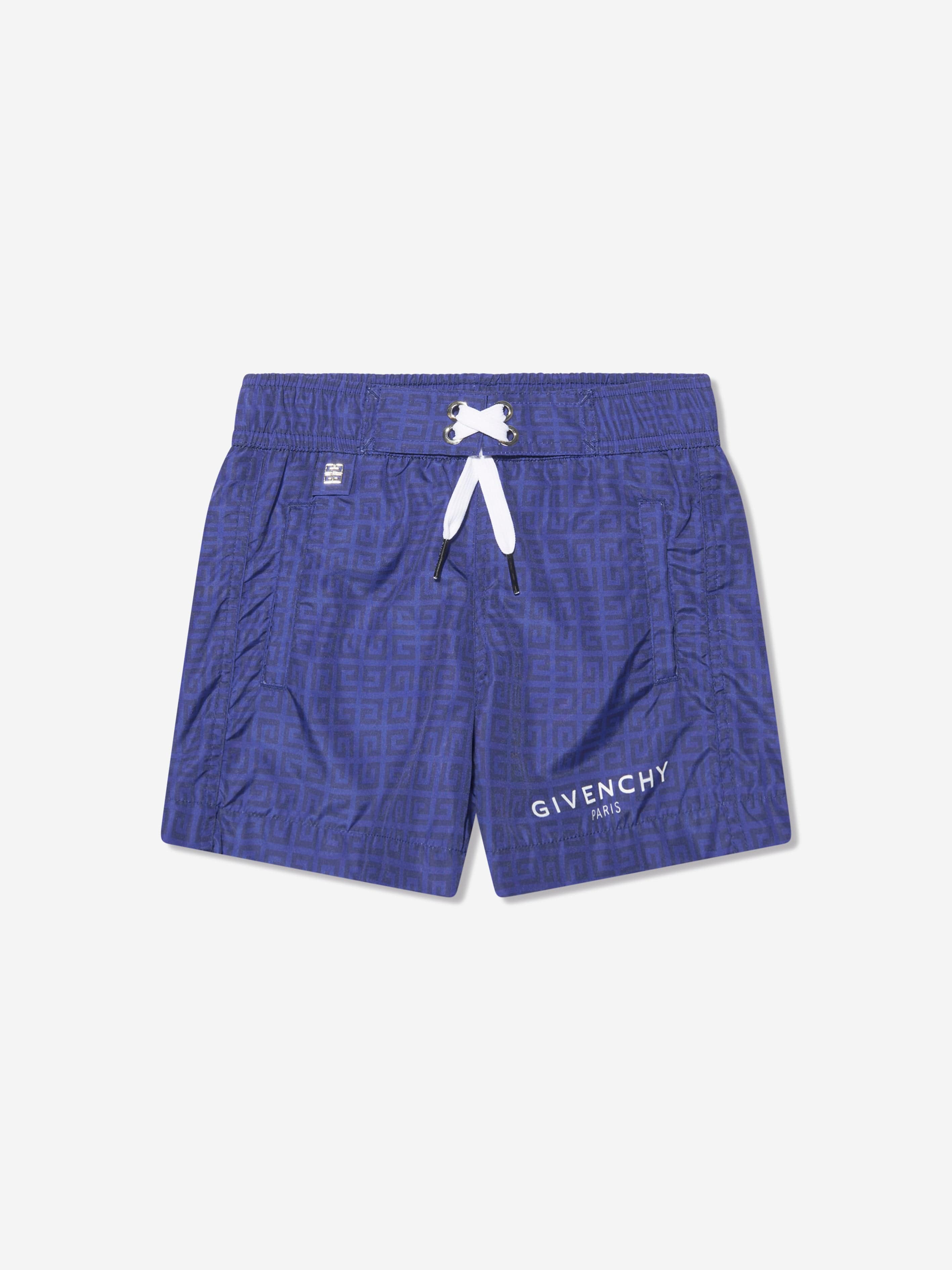 Givenchy Boys 4G Logo Swim Shorts in Blue