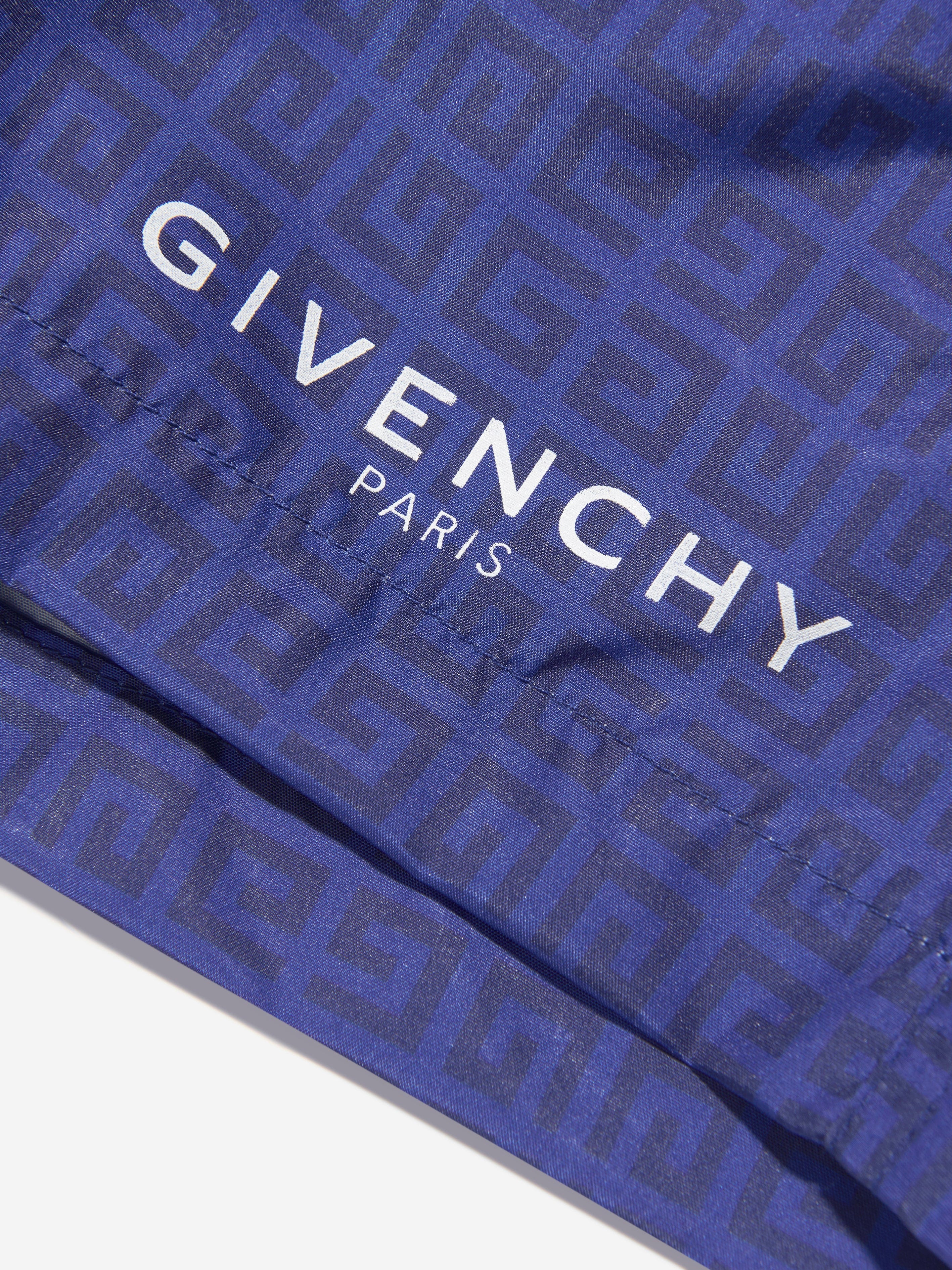 Givenchy Boys 4G Logo Swim Shorts in Blue