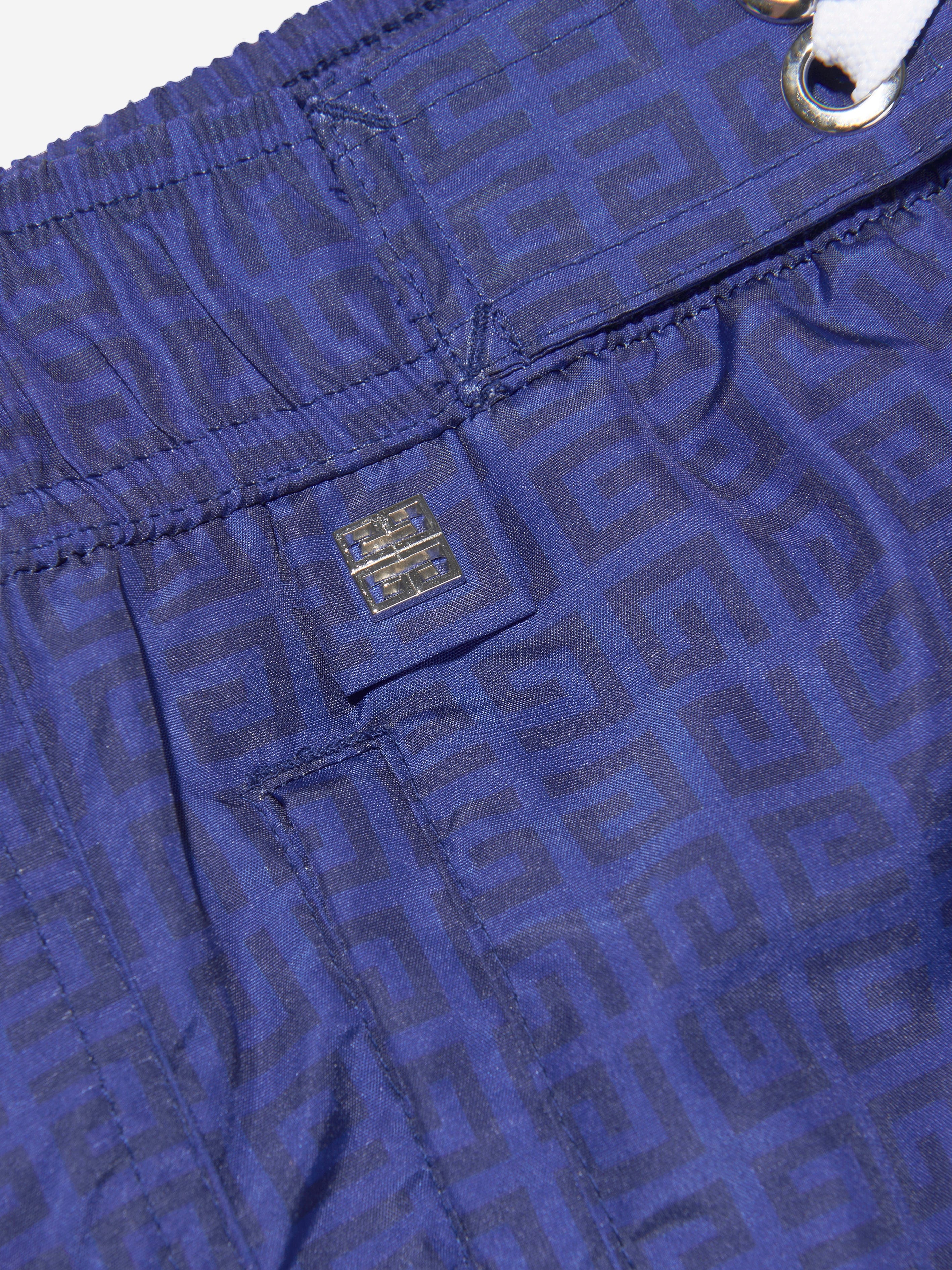 Givenchy Boys 4G Logo Swim Shorts in Blue