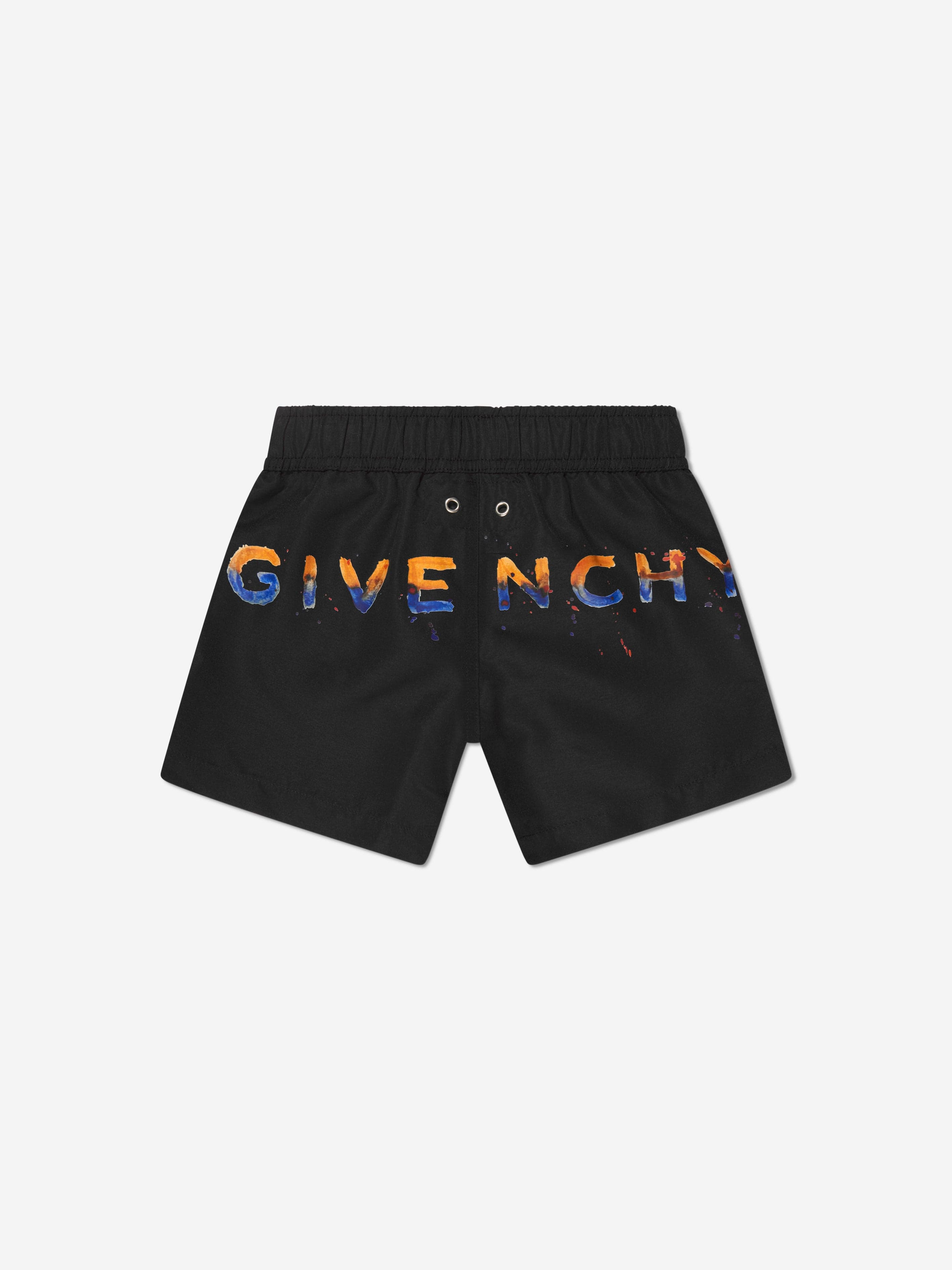 Givenchy Boys Paint Effect Logo Swim Shorts in Black