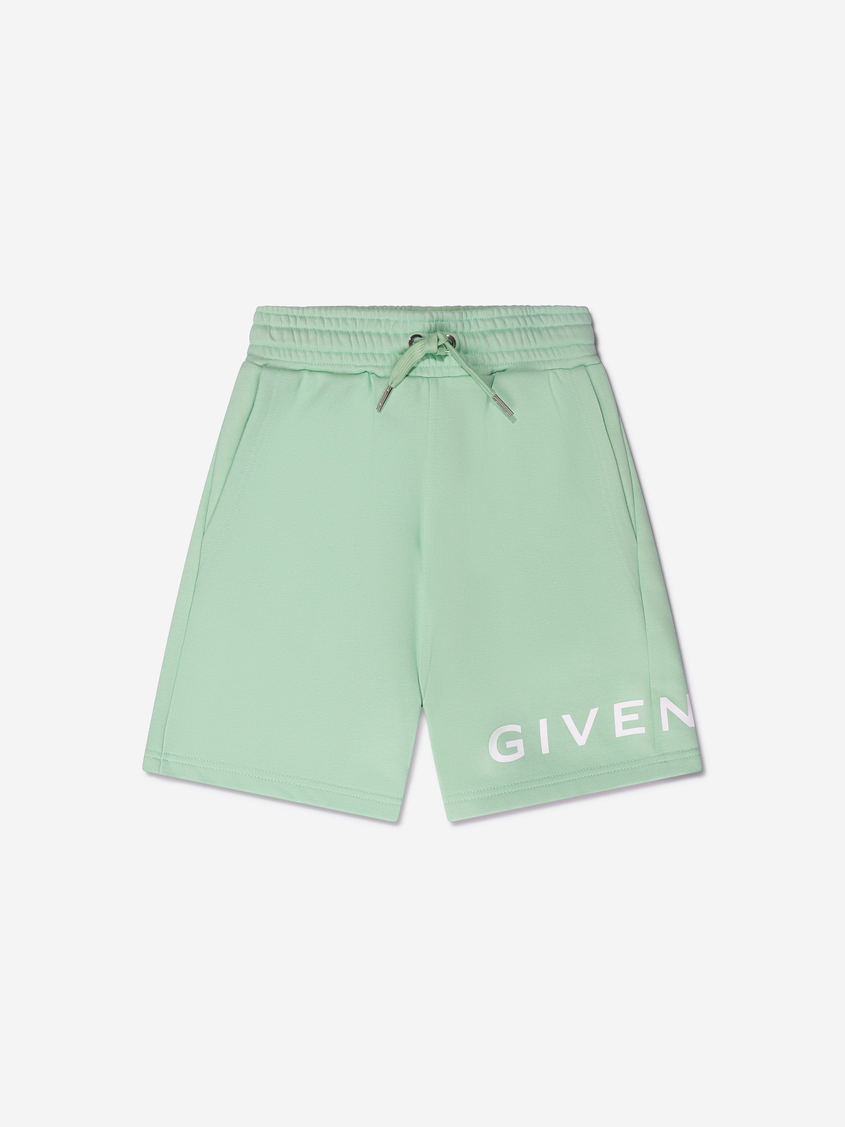 Givenchy Boys Logo Print Shorts in Green