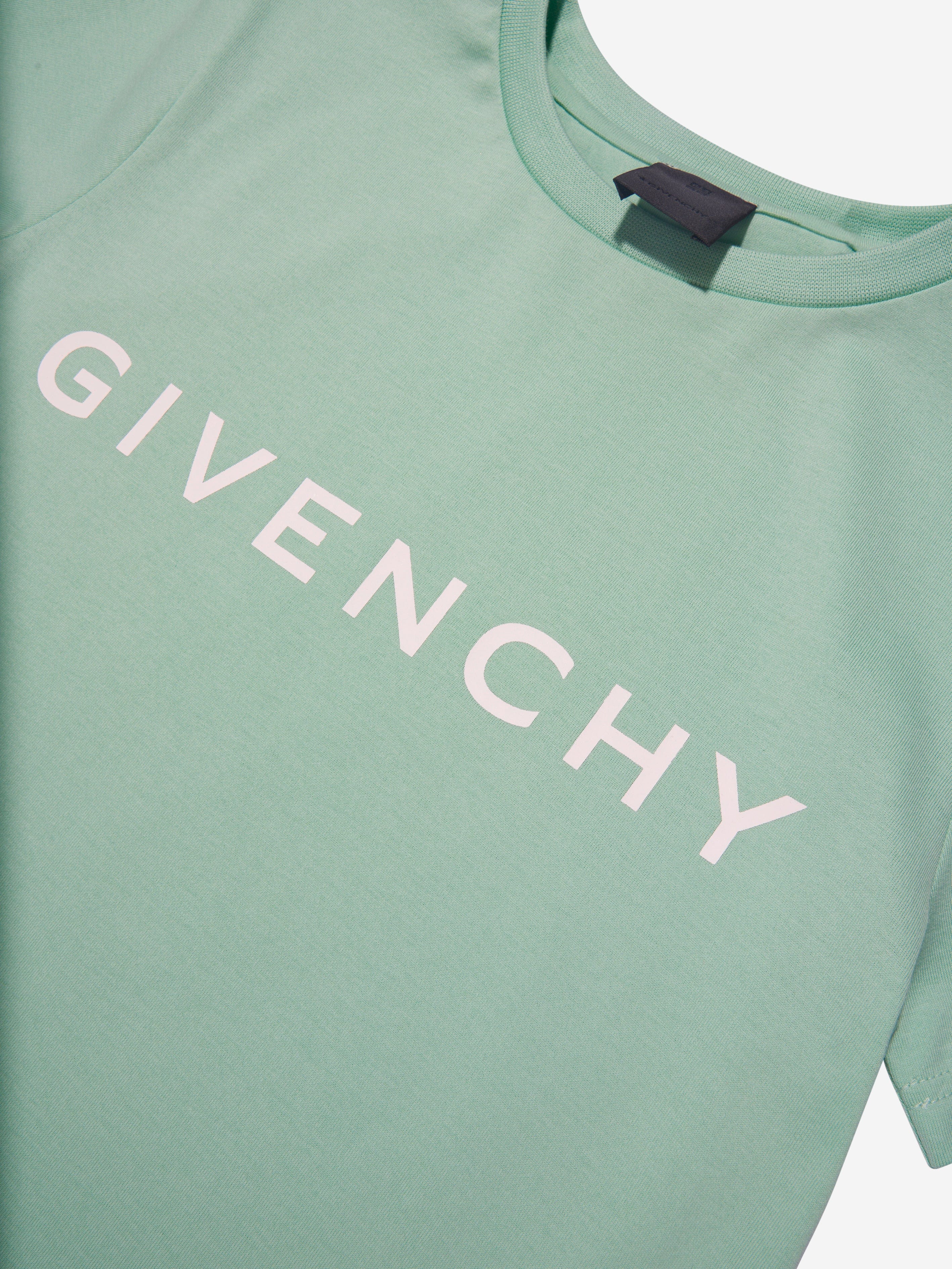 Givenchy Boys Logo Print T-Shirt in Green