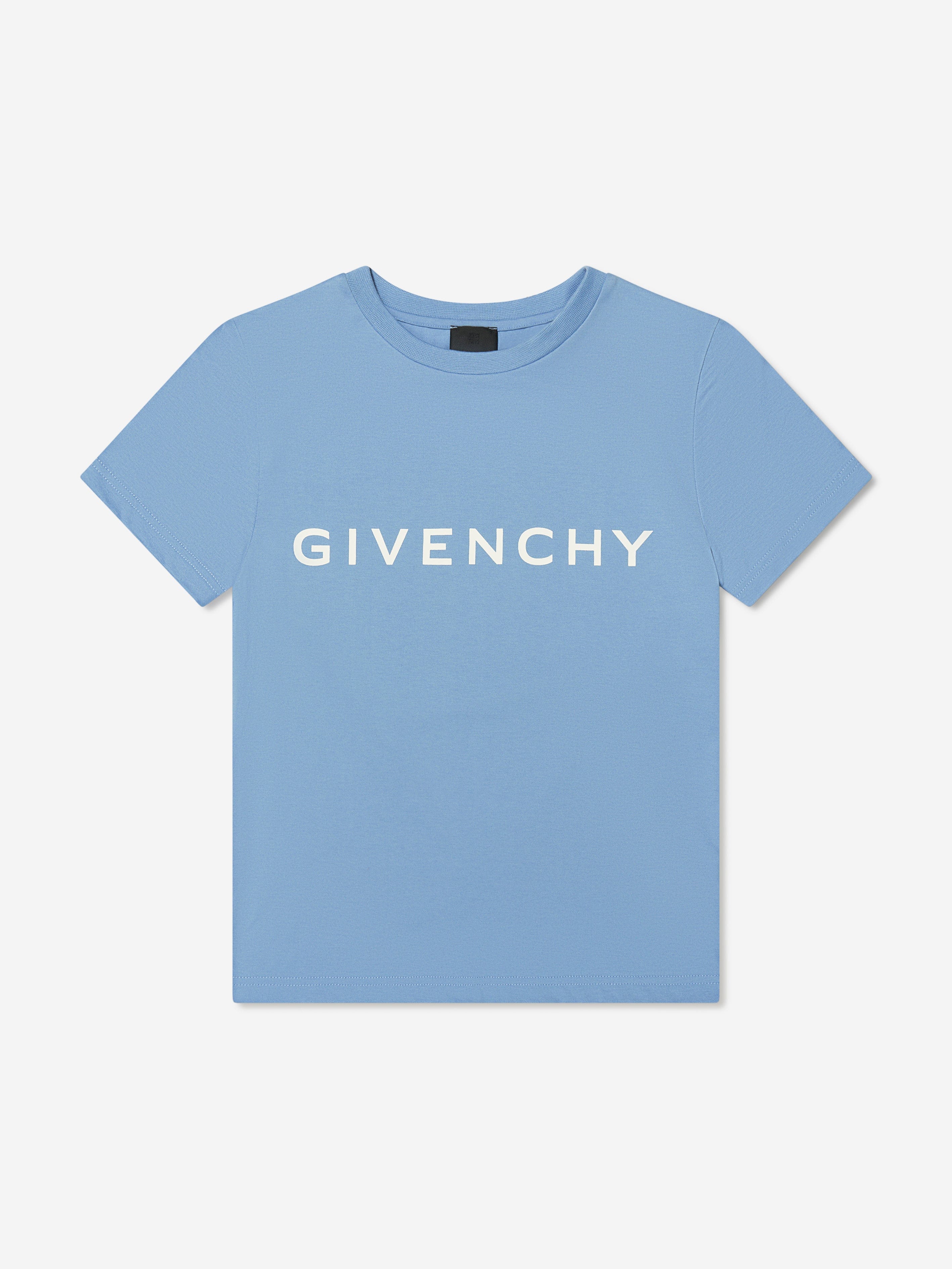 Givenchy Boys Logo Print T-Shirt in Blue