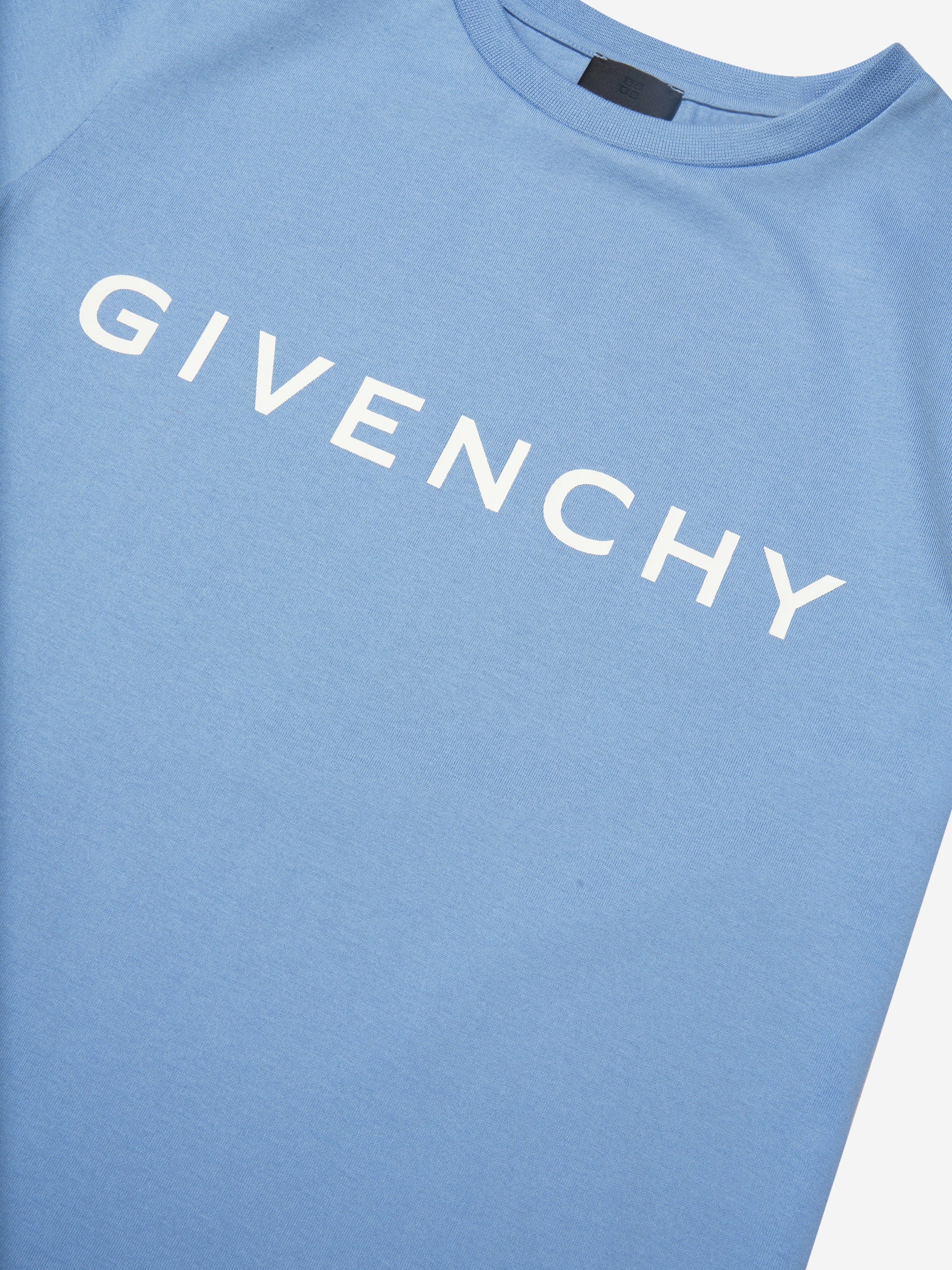 Givenchy Boys Logo Print T-Shirt in Blue