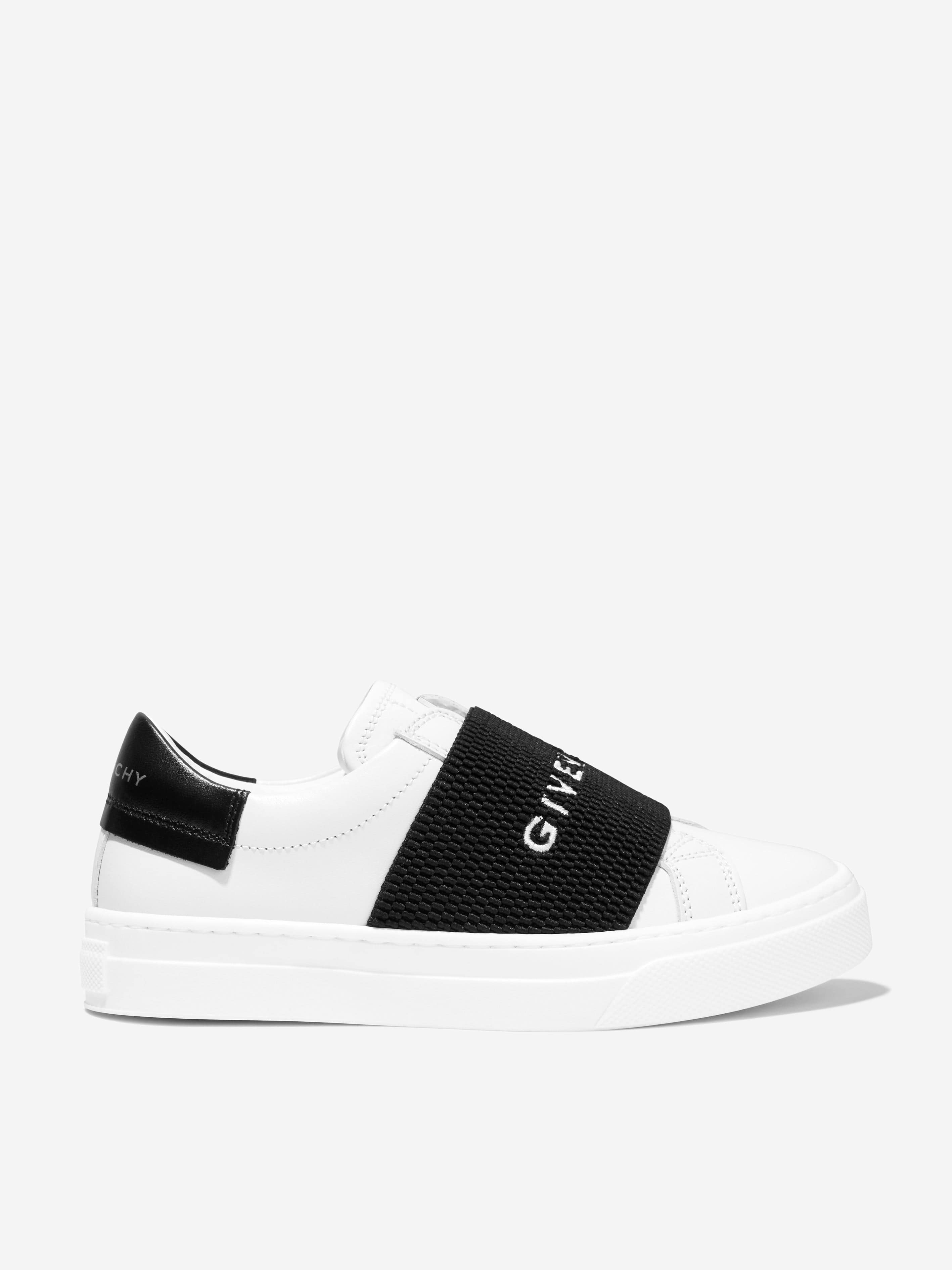 Givenchy Boys Leather Logo Band Trainers in White