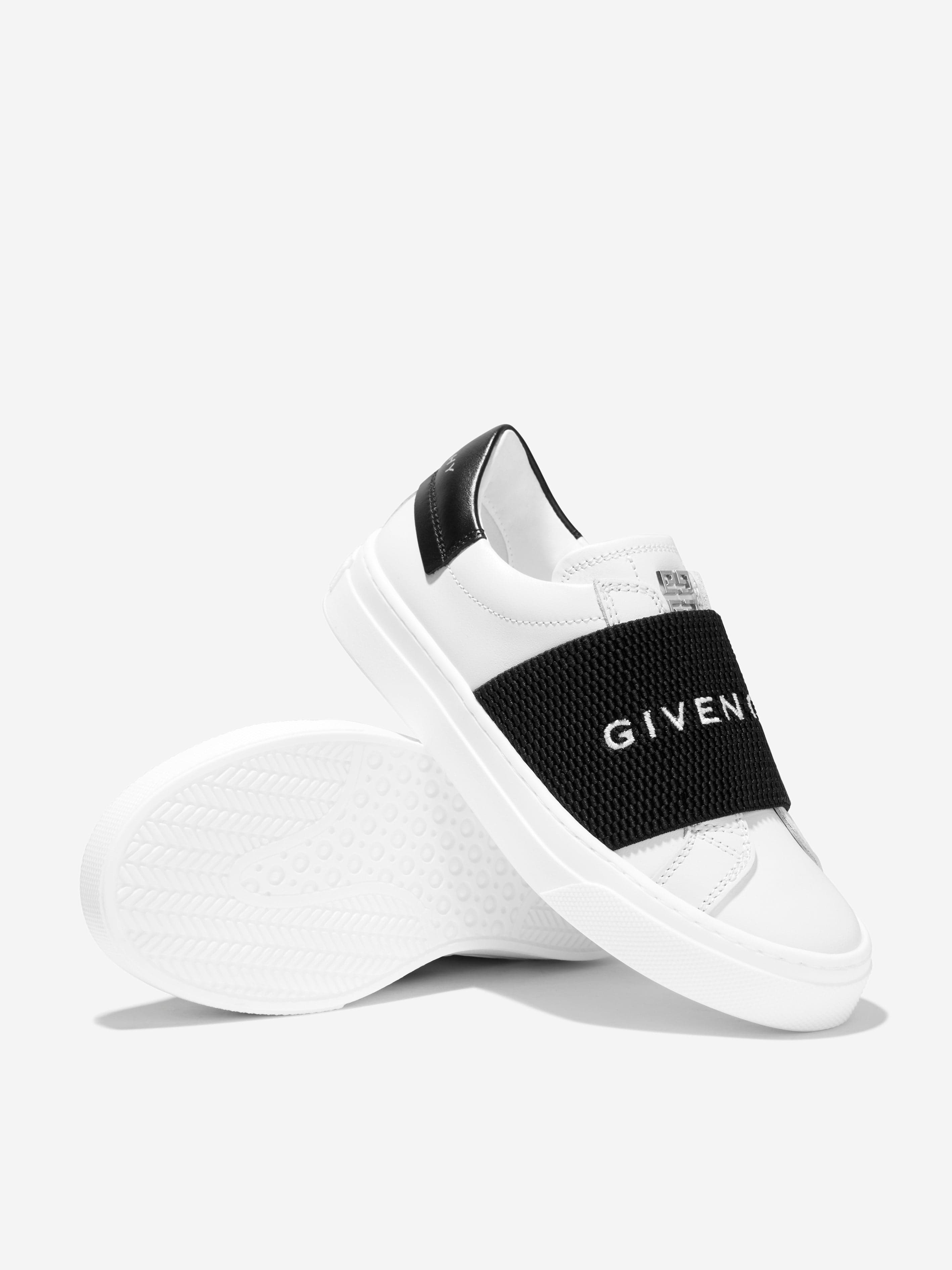 Givenchy Boys Leather Logo Band Trainers in White