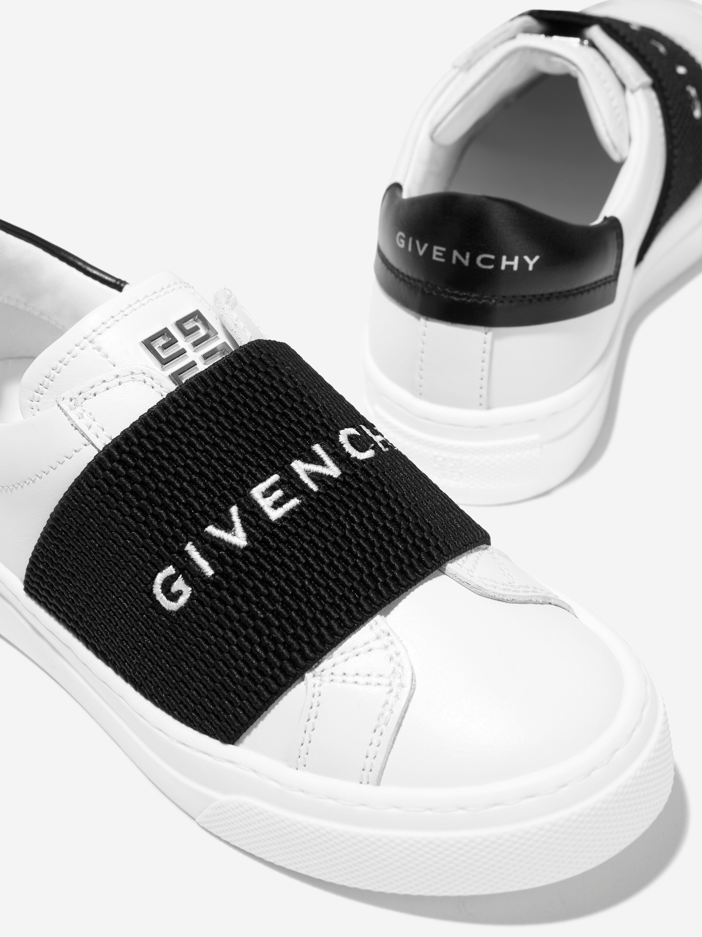 Givenchy Boys Leather Logo Band Trainers in White