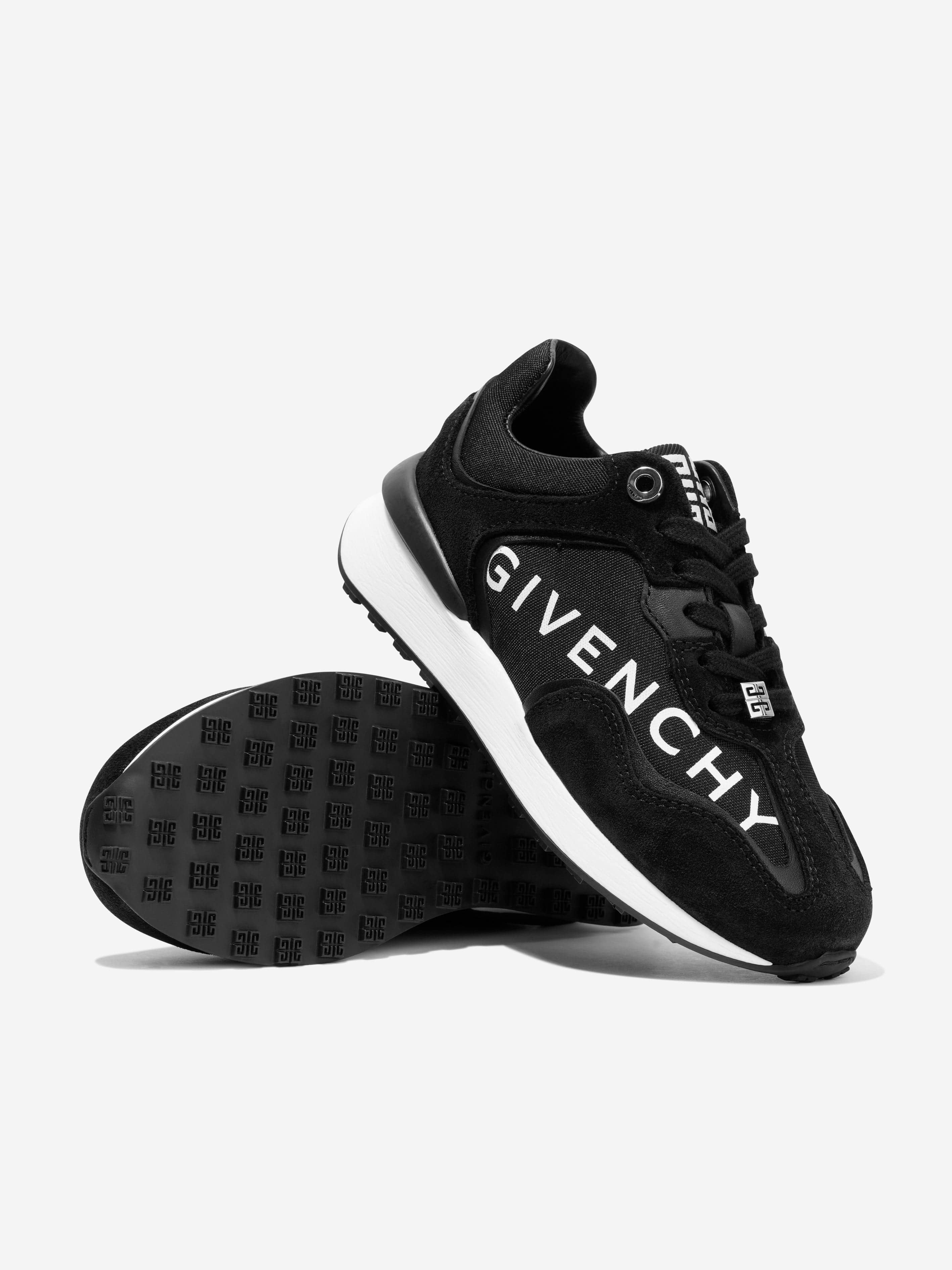 Givenchy Boys Suede Logo Runner Trainers in Black