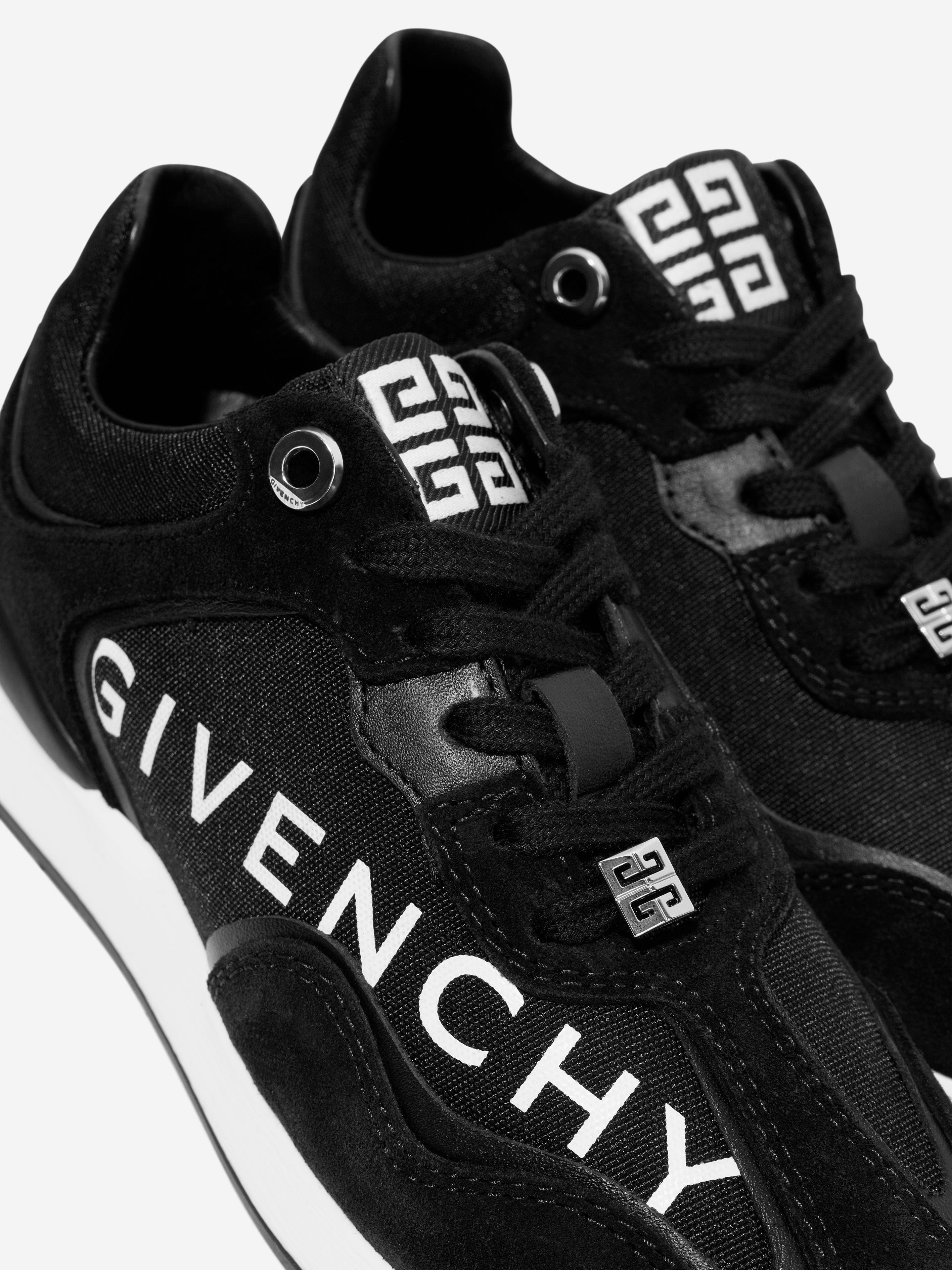 Givenchy Boys Suede Logo Runner Trainers in Black