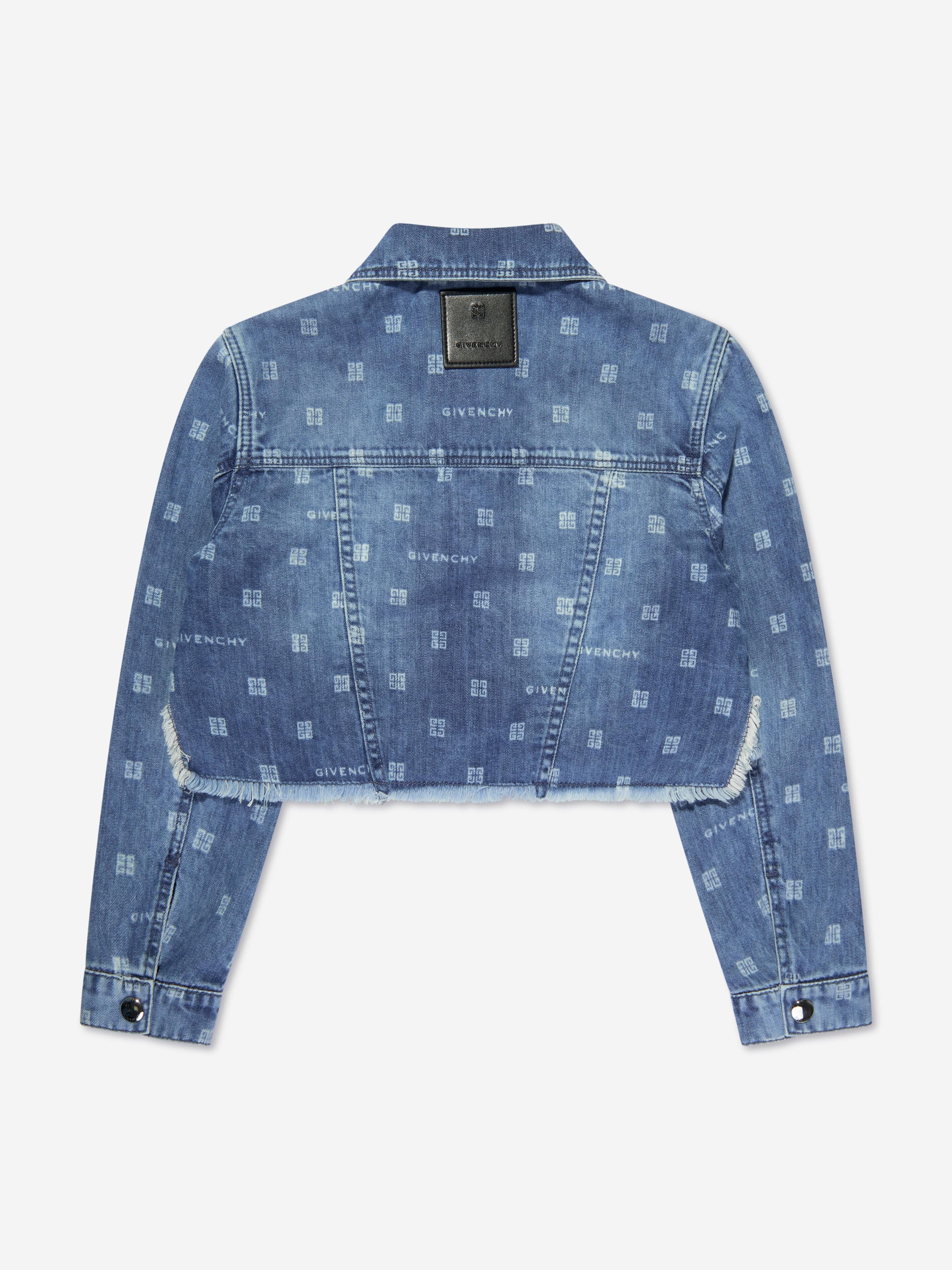 Givenchy Girls 4G Logo Denim Jacket in Blue