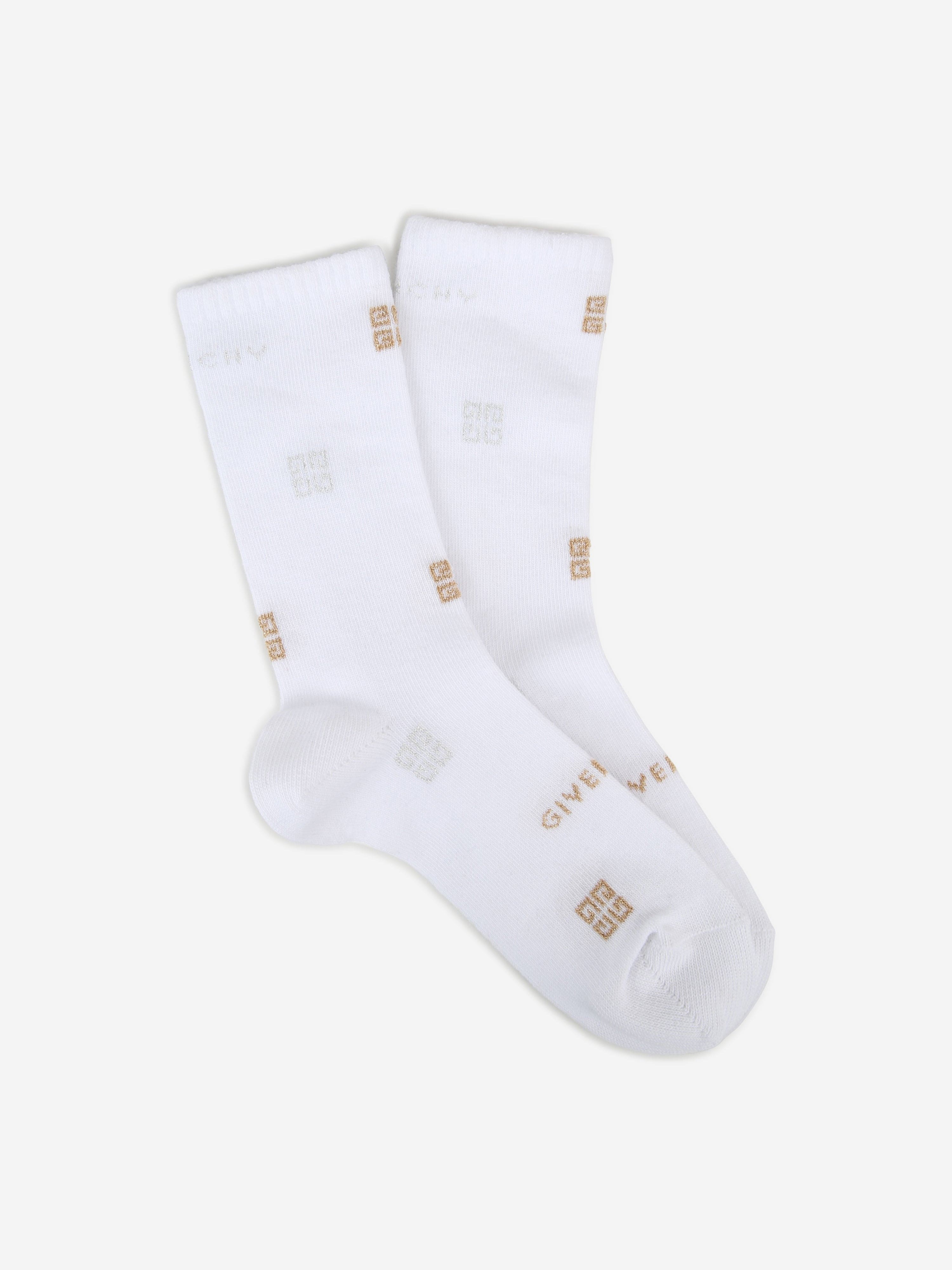 Givenchy Girls 4G Logo High Socks in White