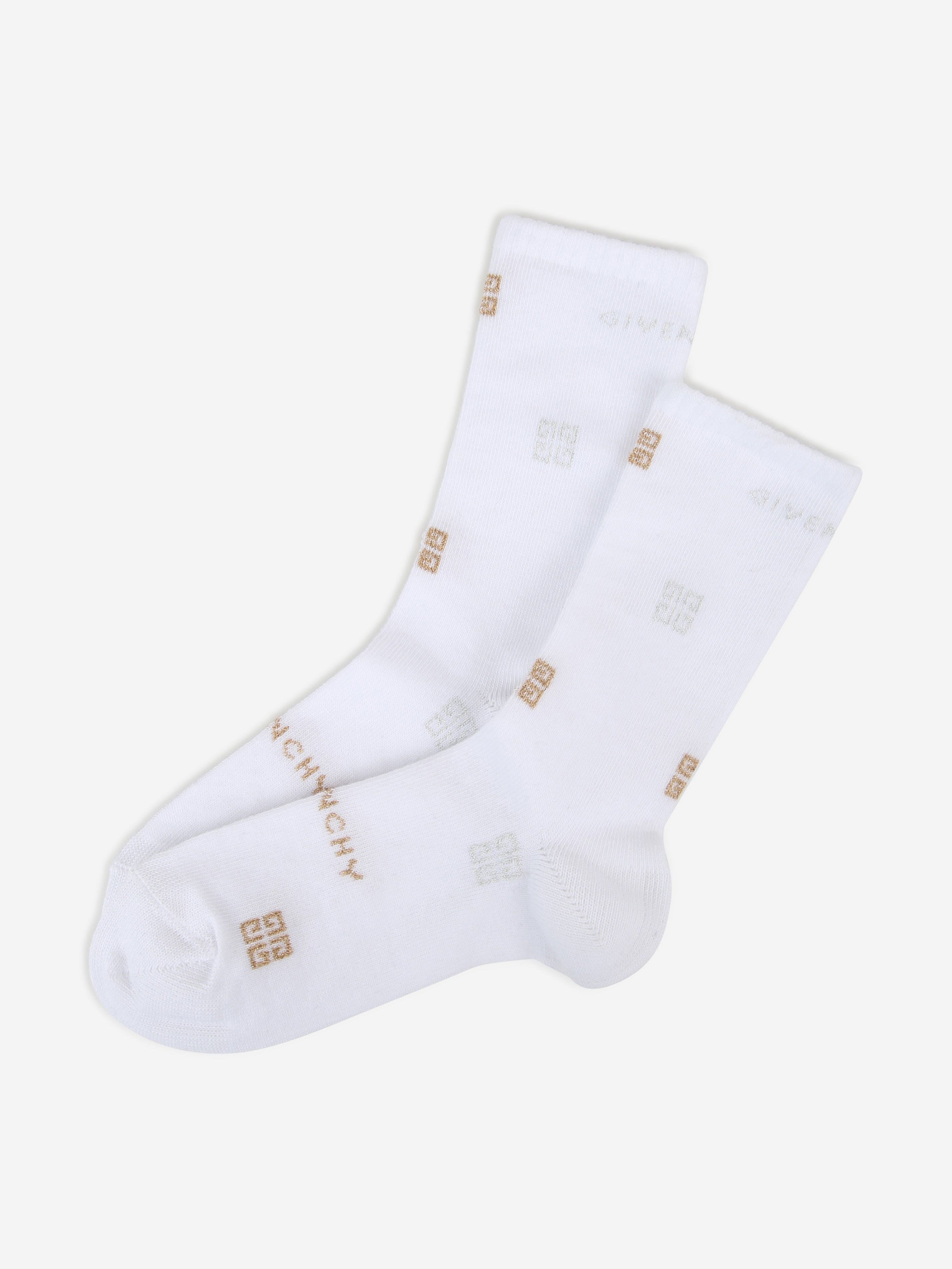 Givenchy Girls 4G Logo High Socks in White