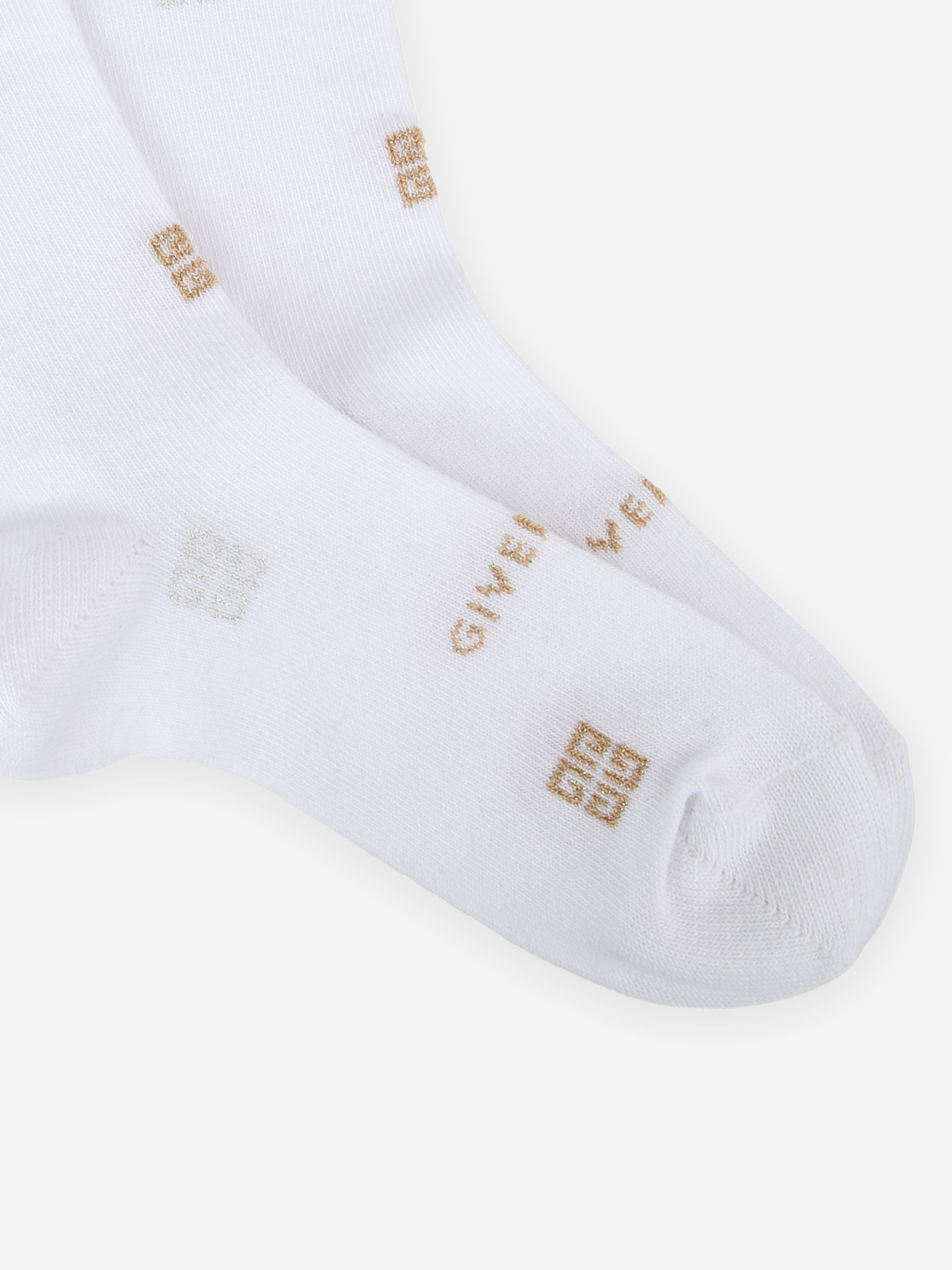 Givenchy Girls 4G Logo High Socks in White