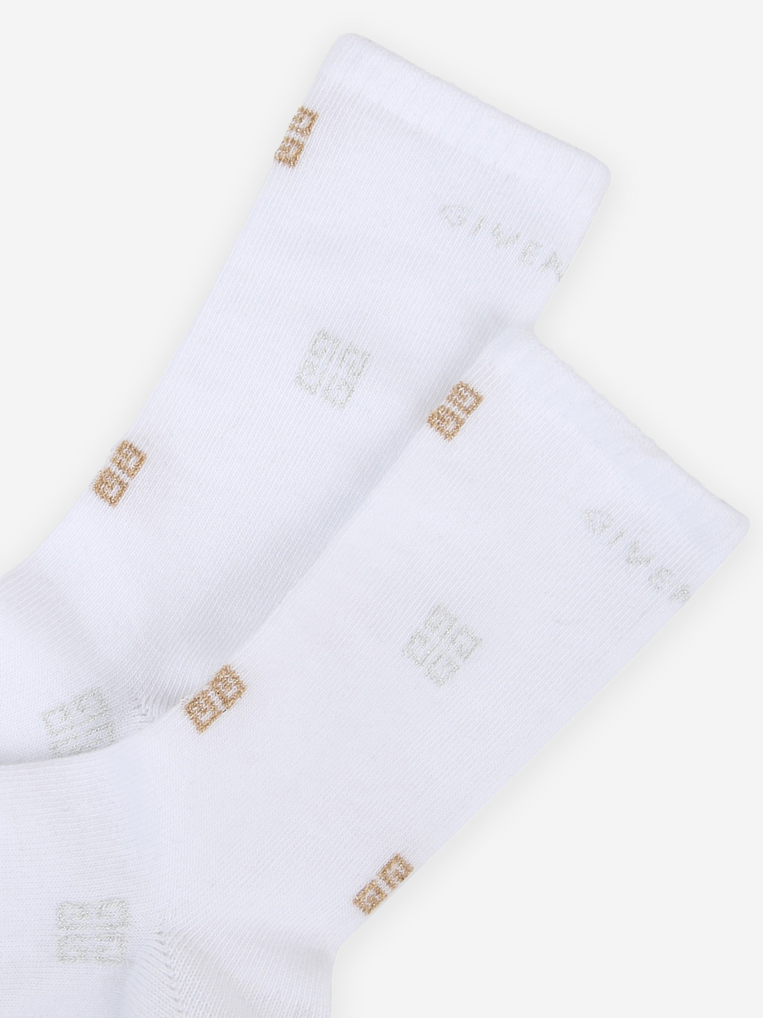 Givenchy Girls 4G Logo High Socks in White