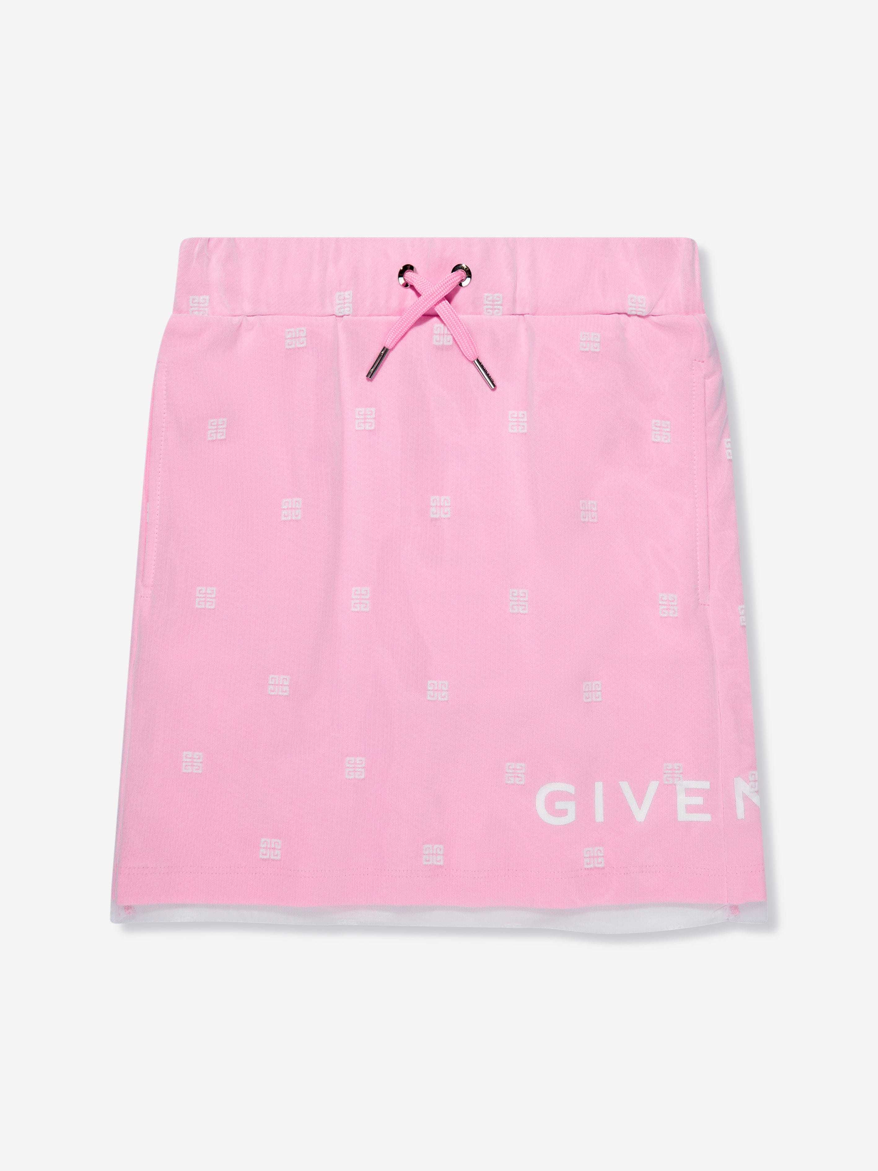 Givenchy Girls 4G Logo Mesh Skirt in Pink