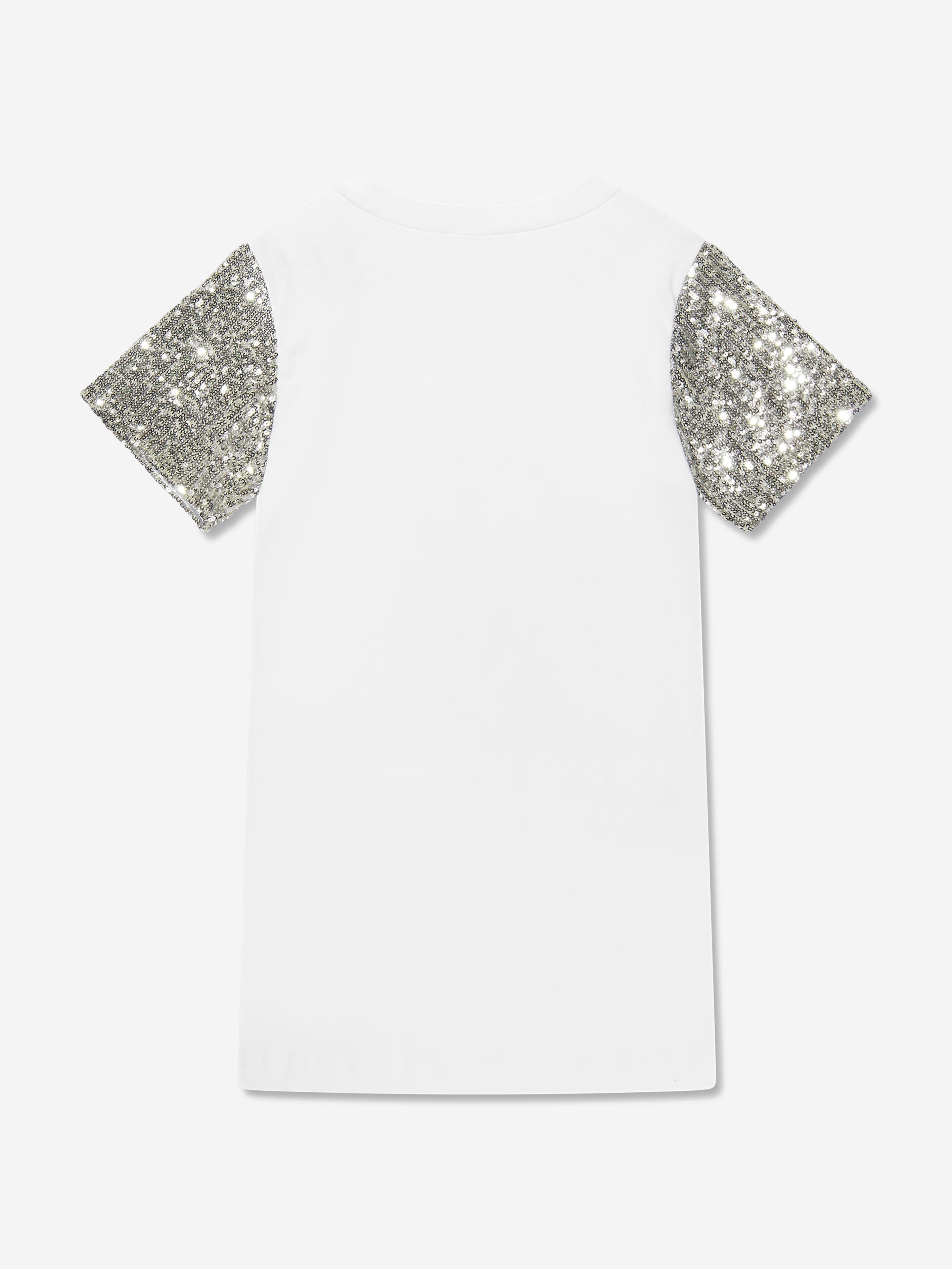 Givenchy Girls Sequin Sleeve Logo Dress in White