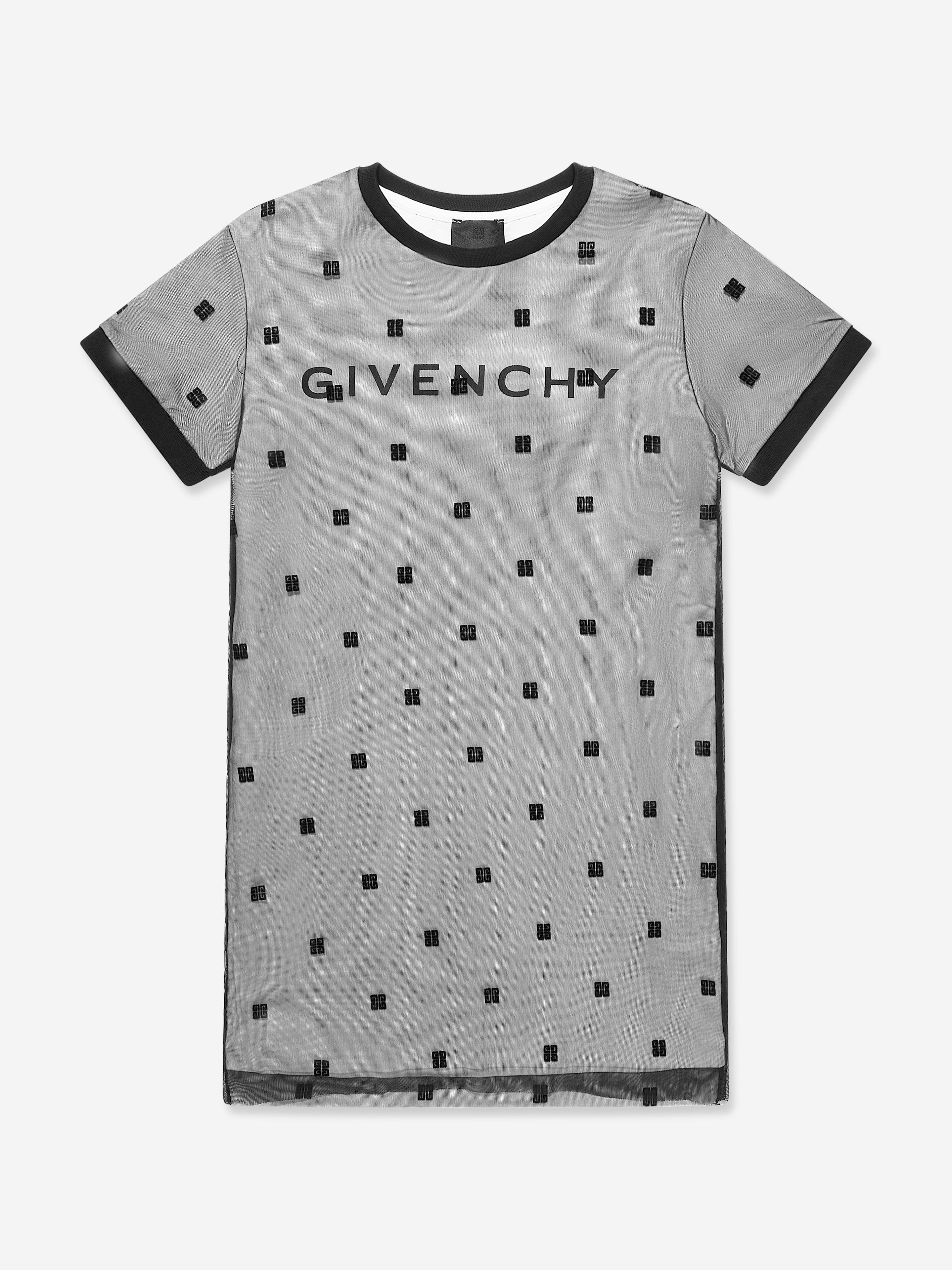 Givenchy Girls 4G Logo Mesh Dress in Black