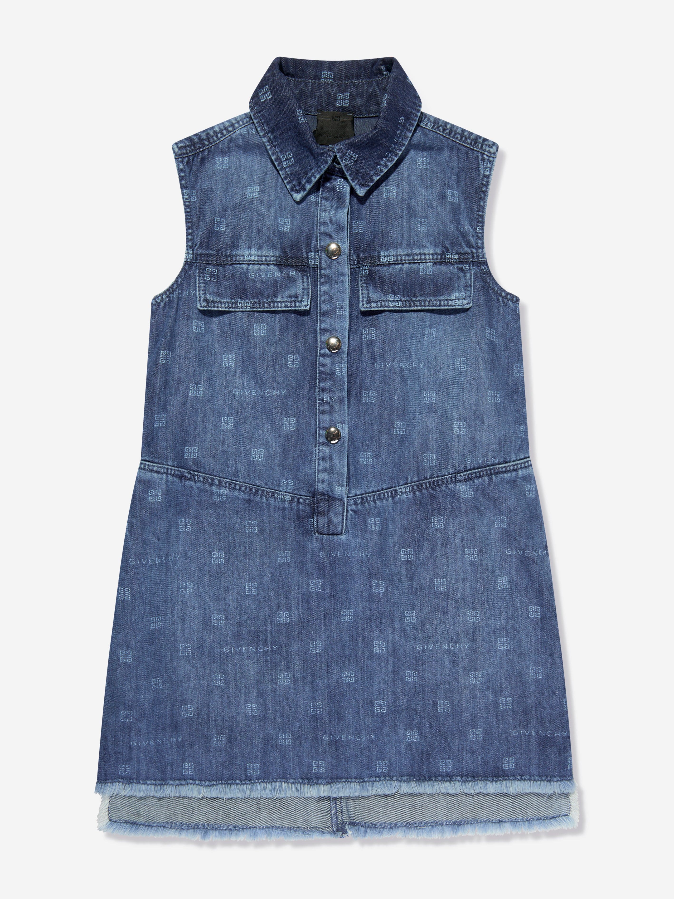 Givenchy Girls 4G Logo Denim Dress in Blue