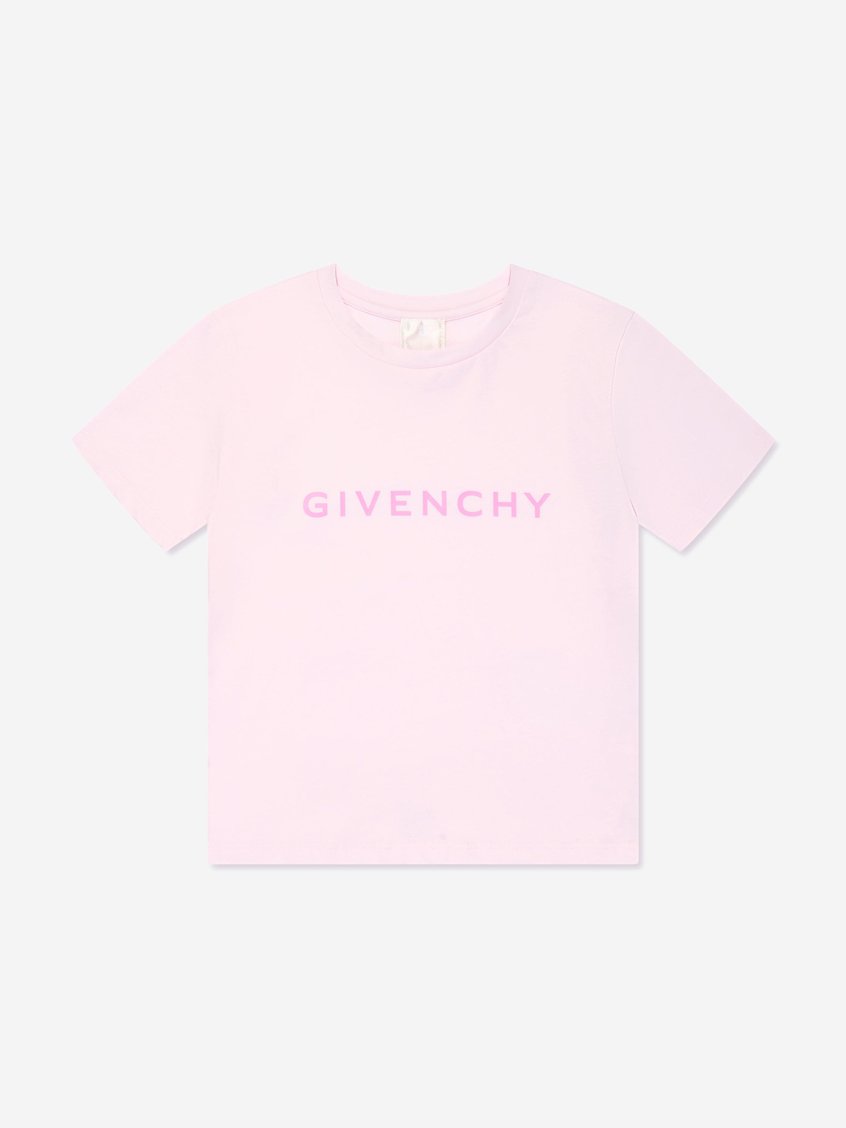 Givenchy Girls Logo Print T-Shirt in Pink