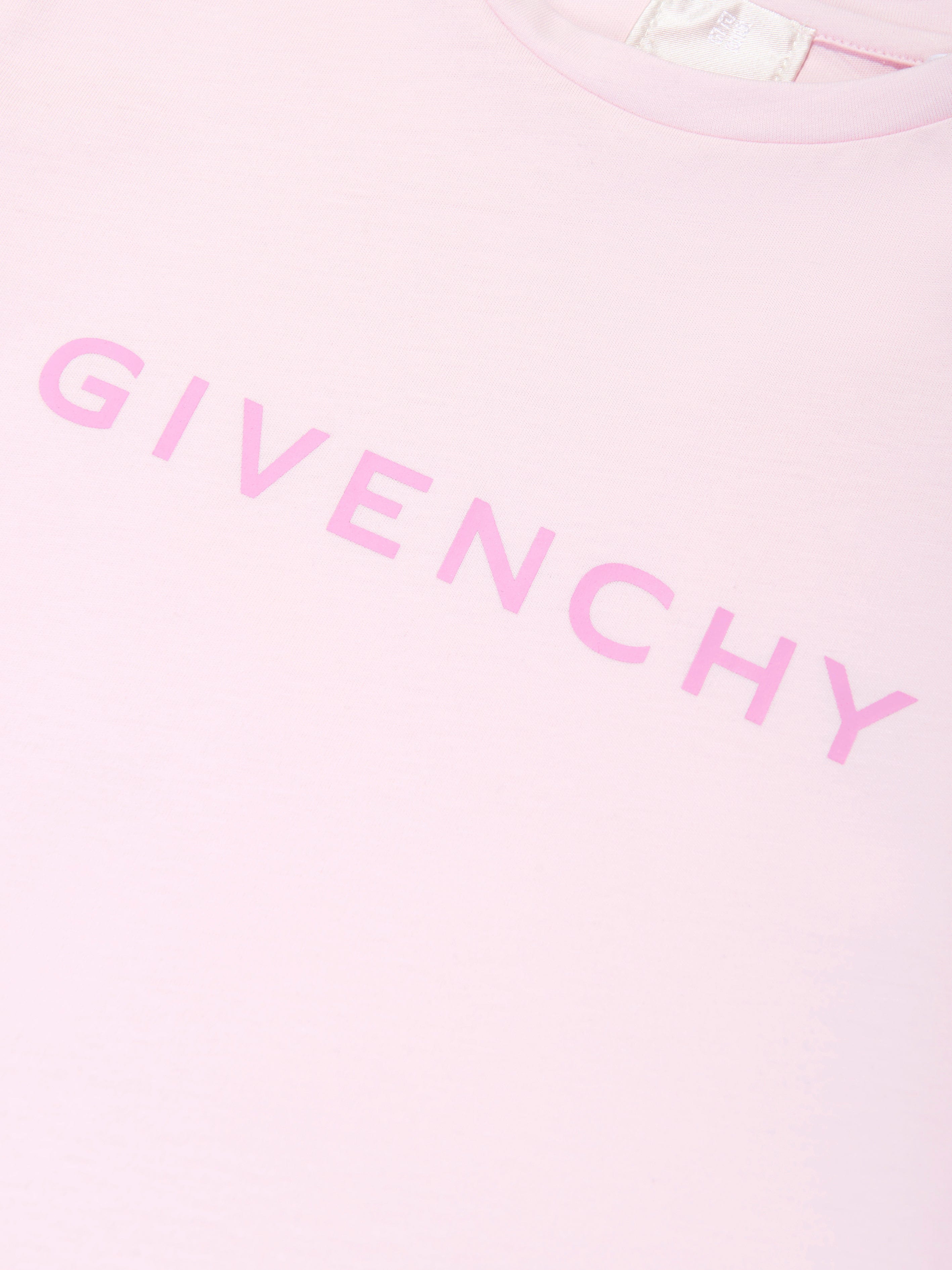 Givenchy Girls Logo Print T-Shirt in Pink