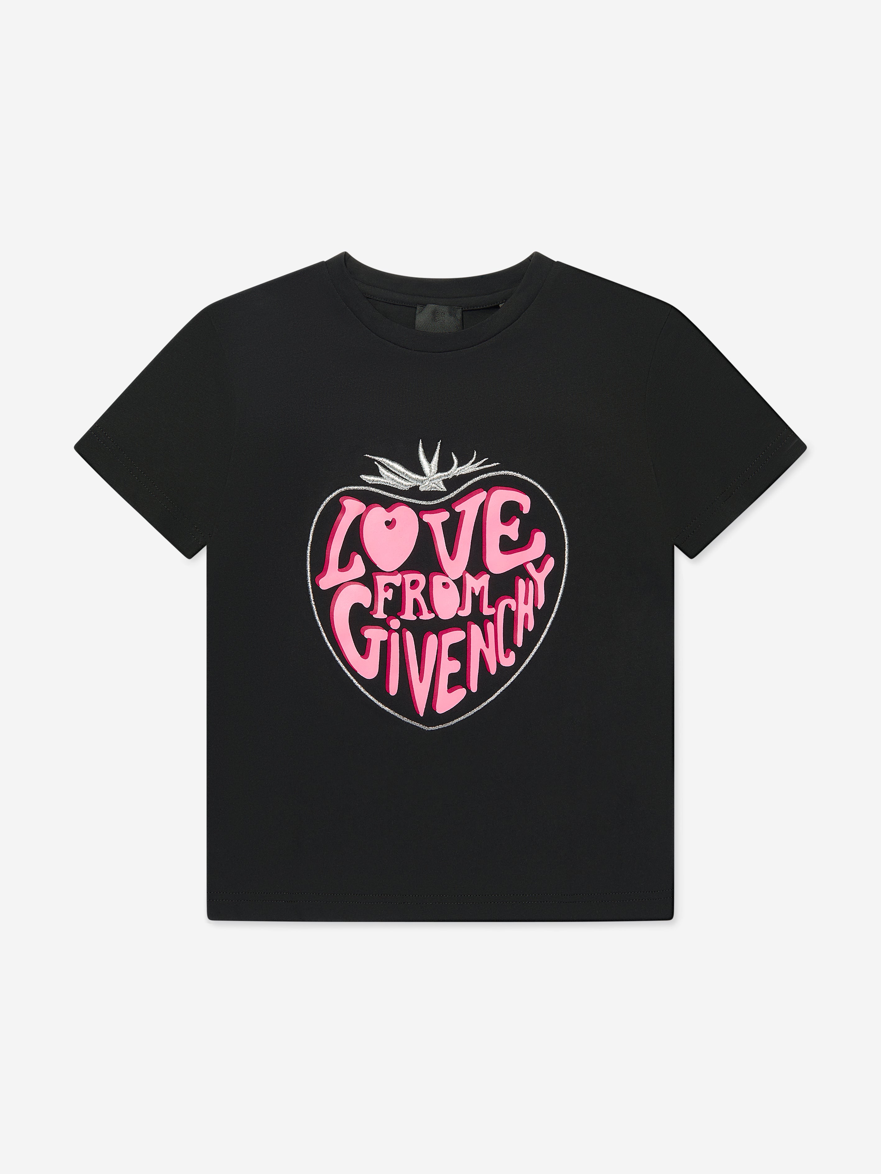 Givenchy Girls Strawberry Logo T-Shirt in Black