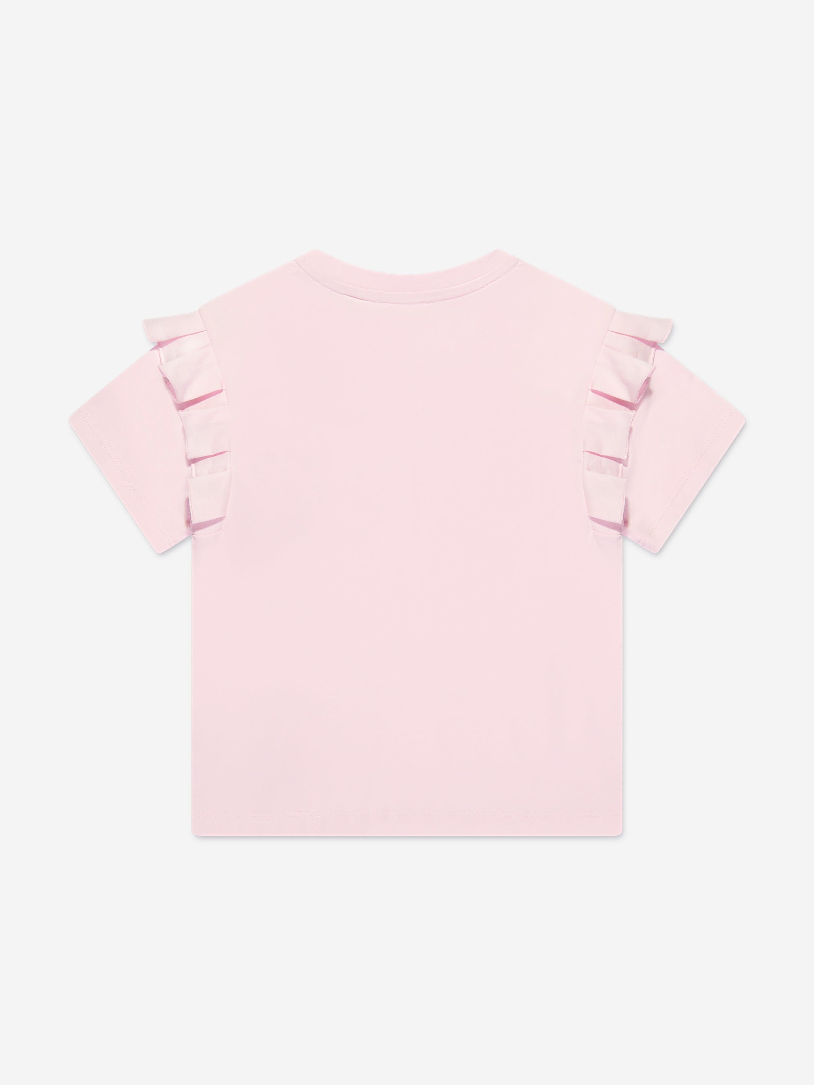 Givenchy Girls Paris Logo Ruffle T-Shirt in Pink