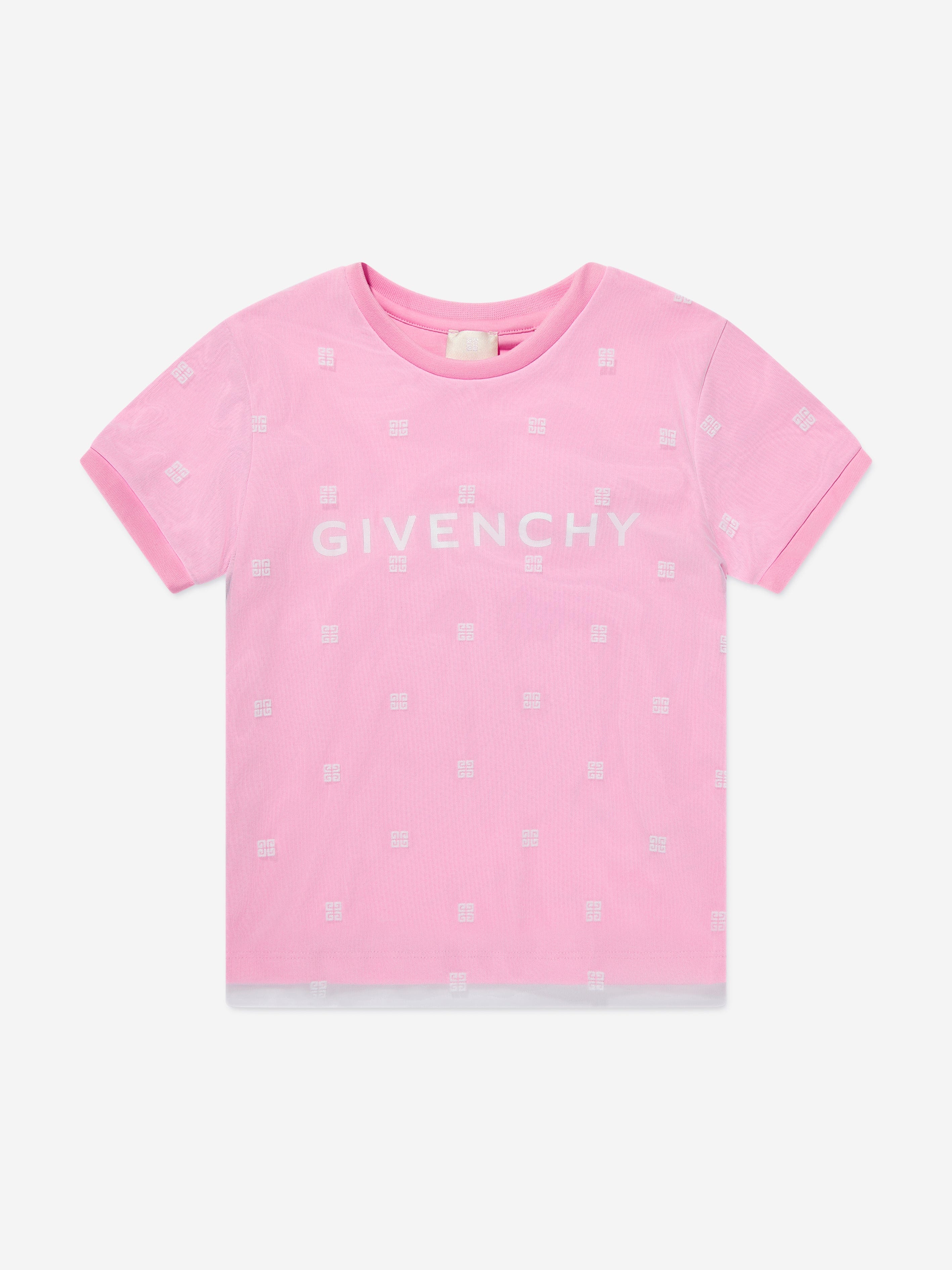 Givenchy Girls 4G Logo Mesh T-Shirt in Pink