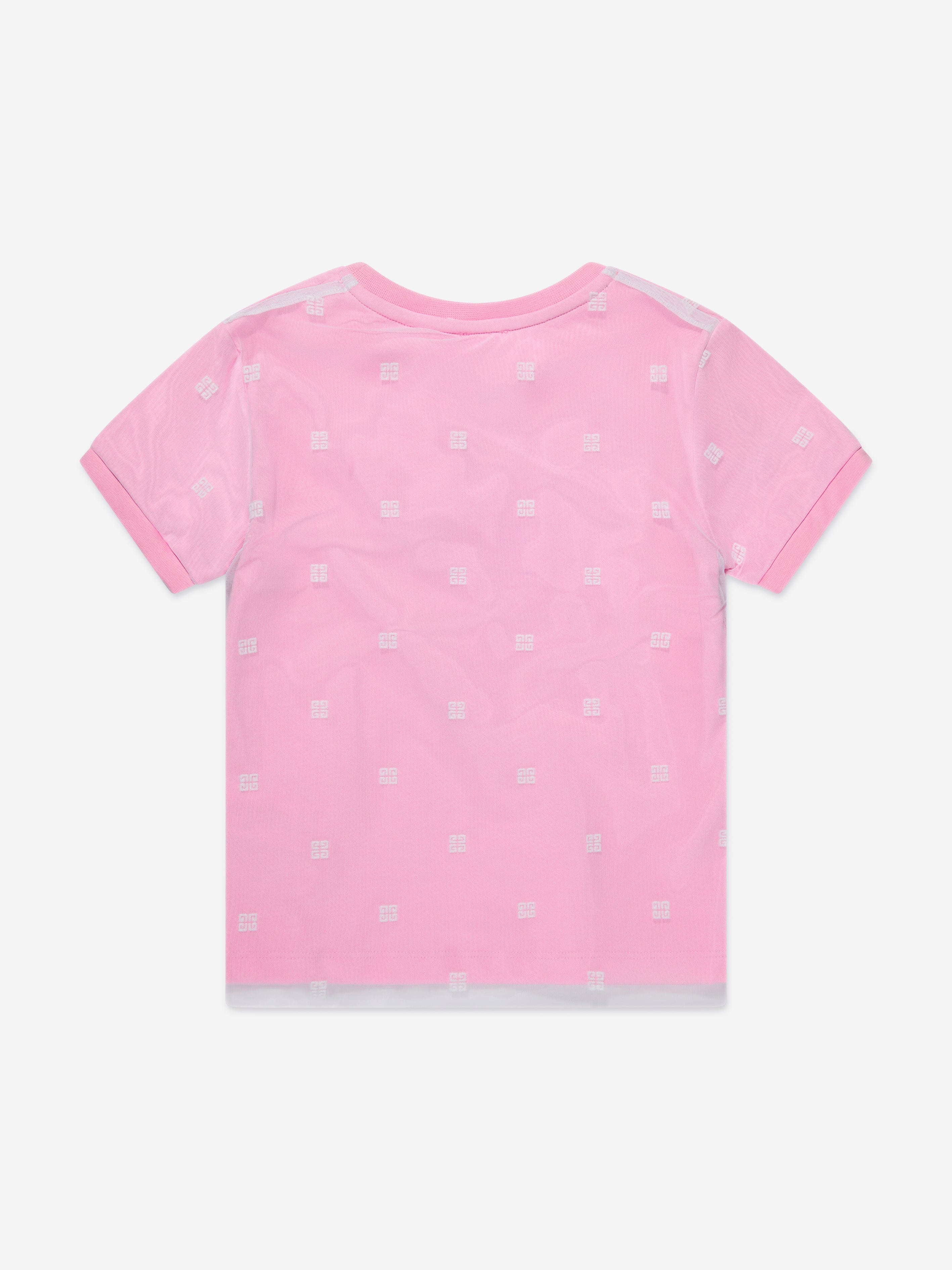 Givenchy Girls 4G Logo Mesh T-Shirt in Pink