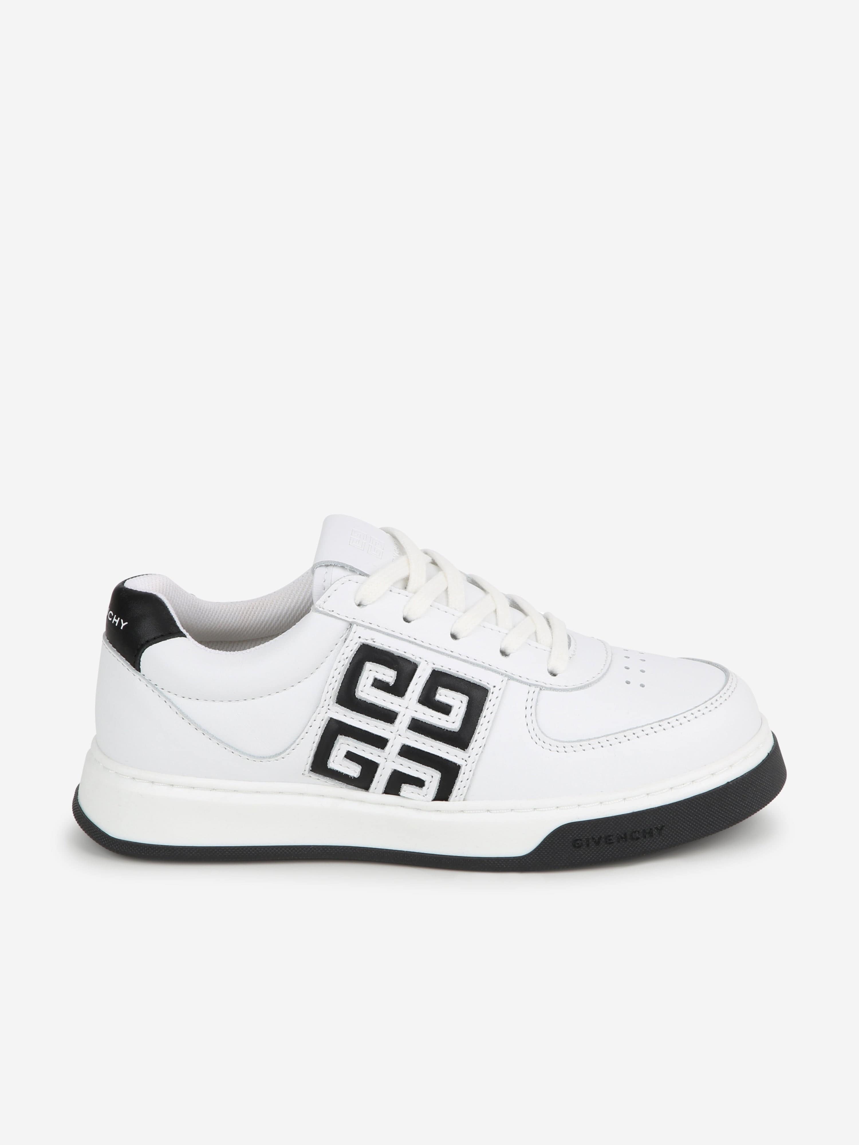 Givenchy Boys Leather 4G Logo Trainers in White