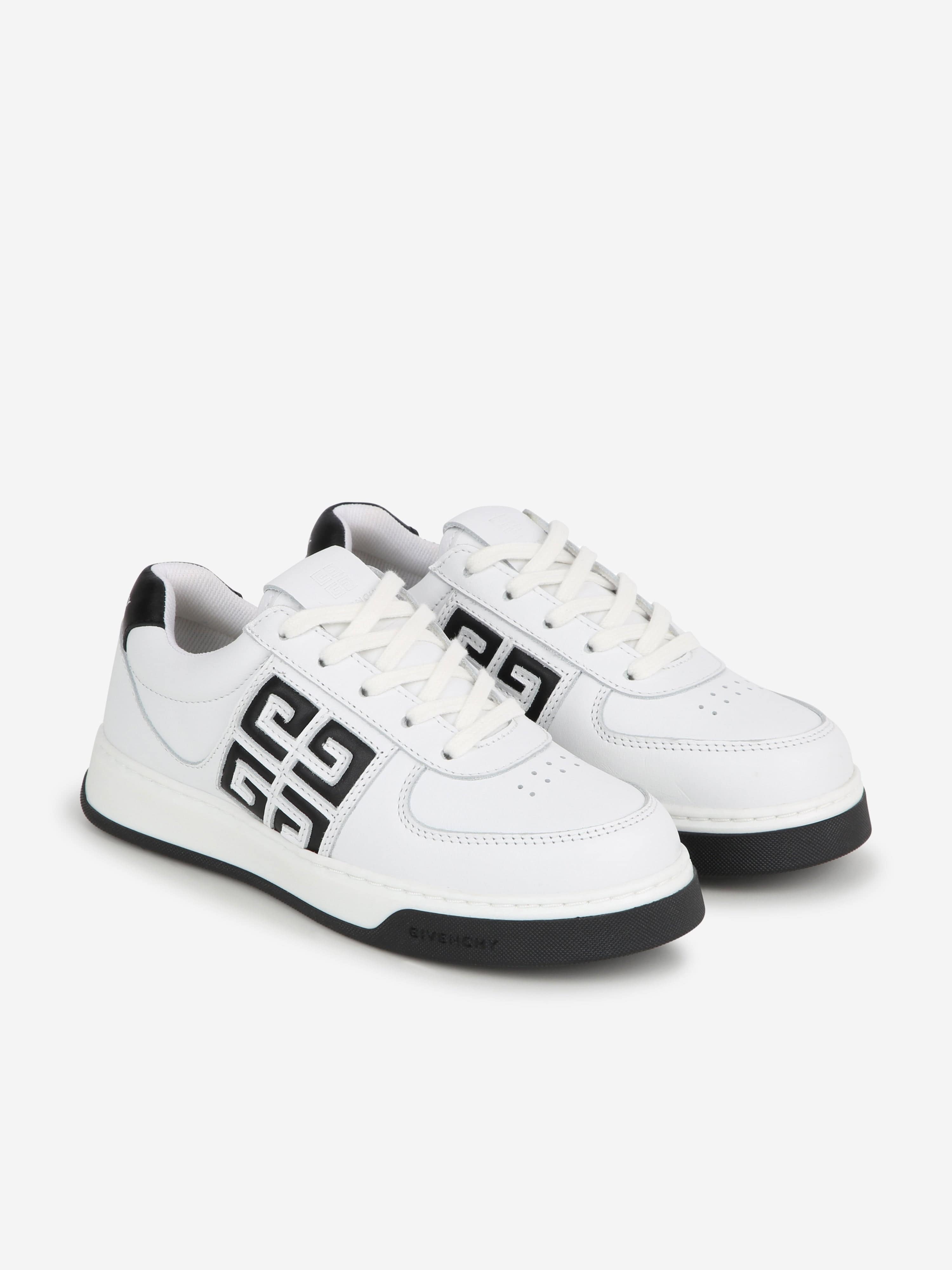 Givenchy Boys Leather 4G Logo Trainers in White