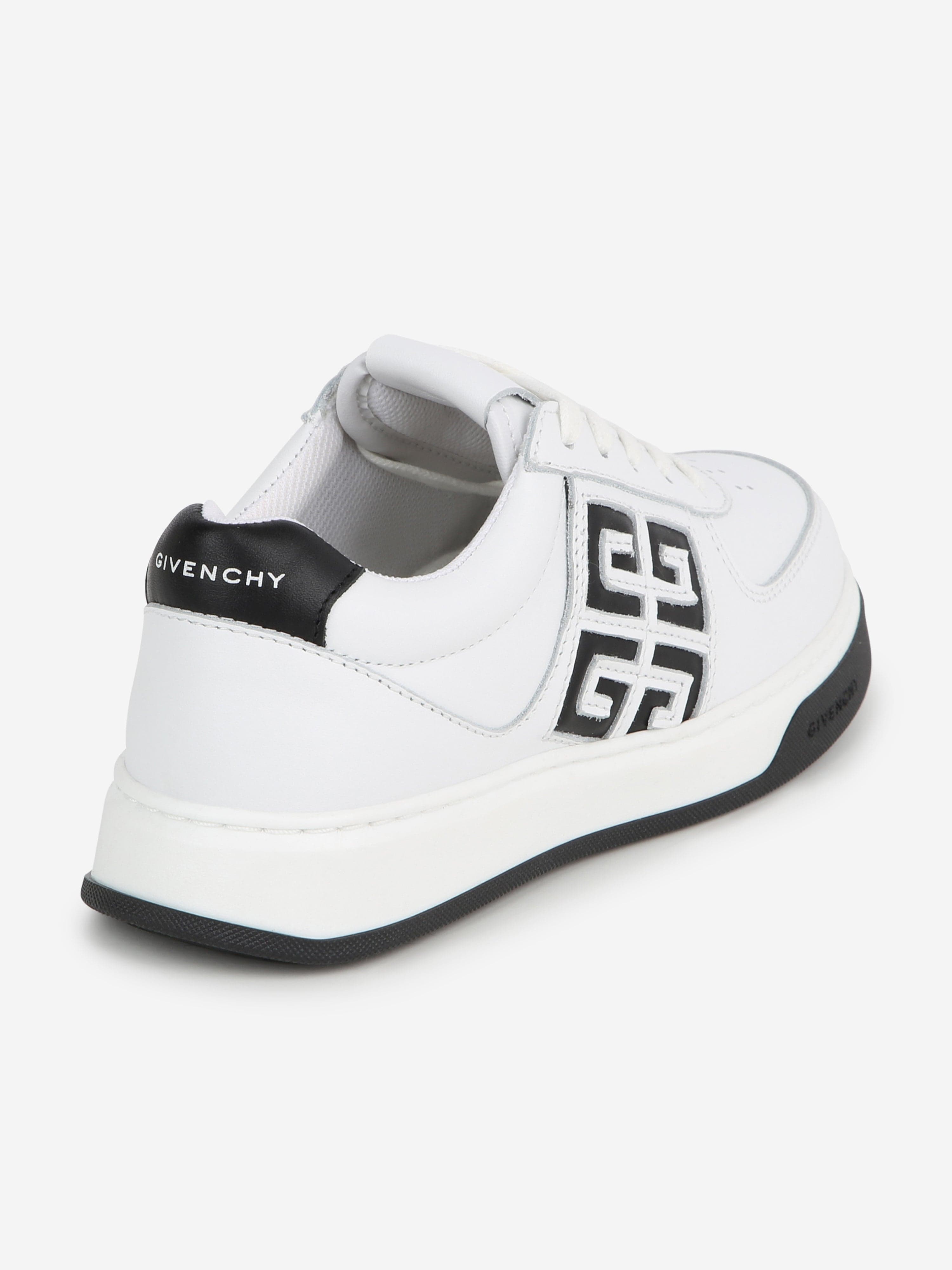 Givenchy Boys Leather 4G Logo Trainers in White