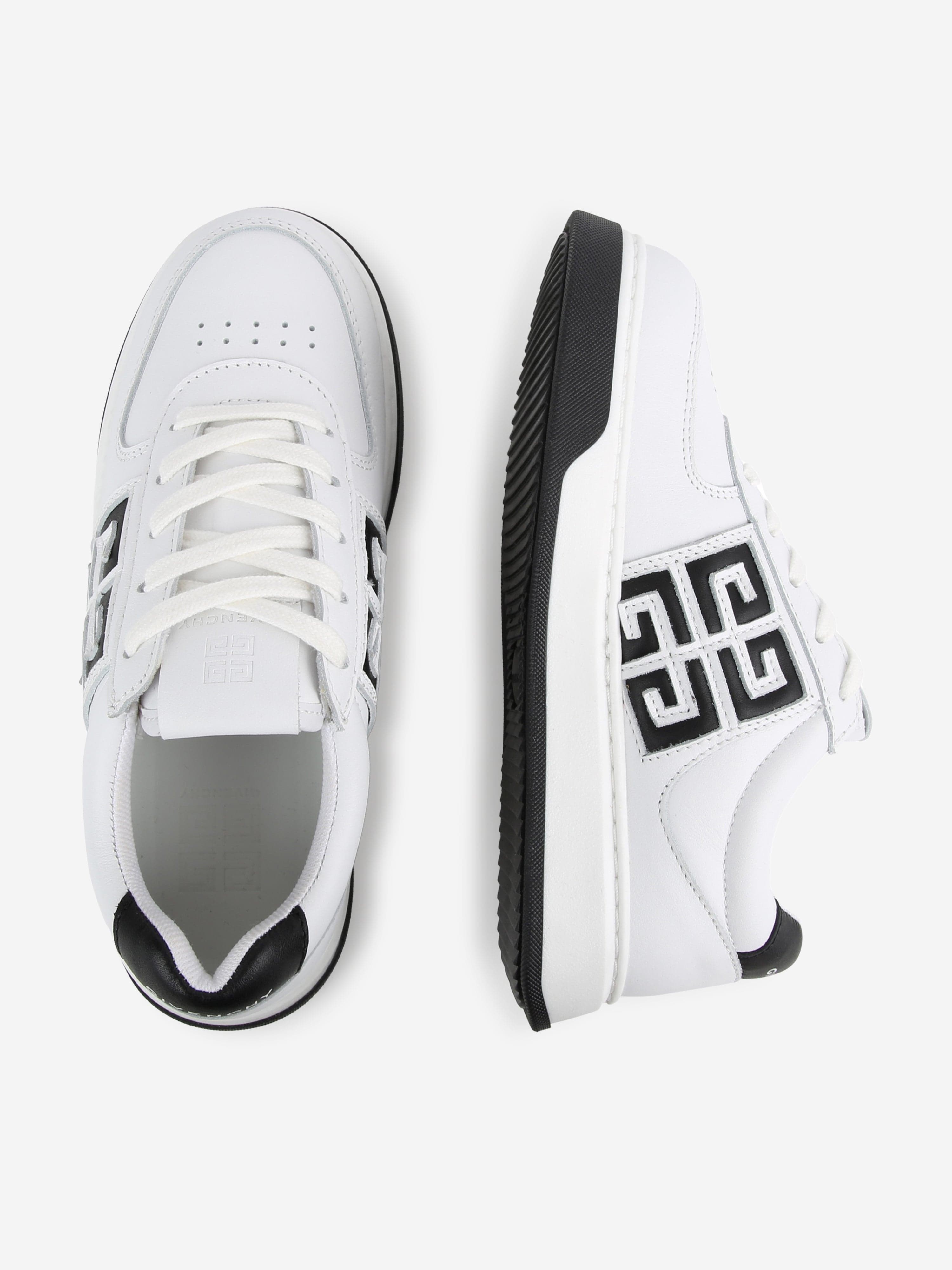 Givenchy Boys Leather 4G Logo Trainers in White