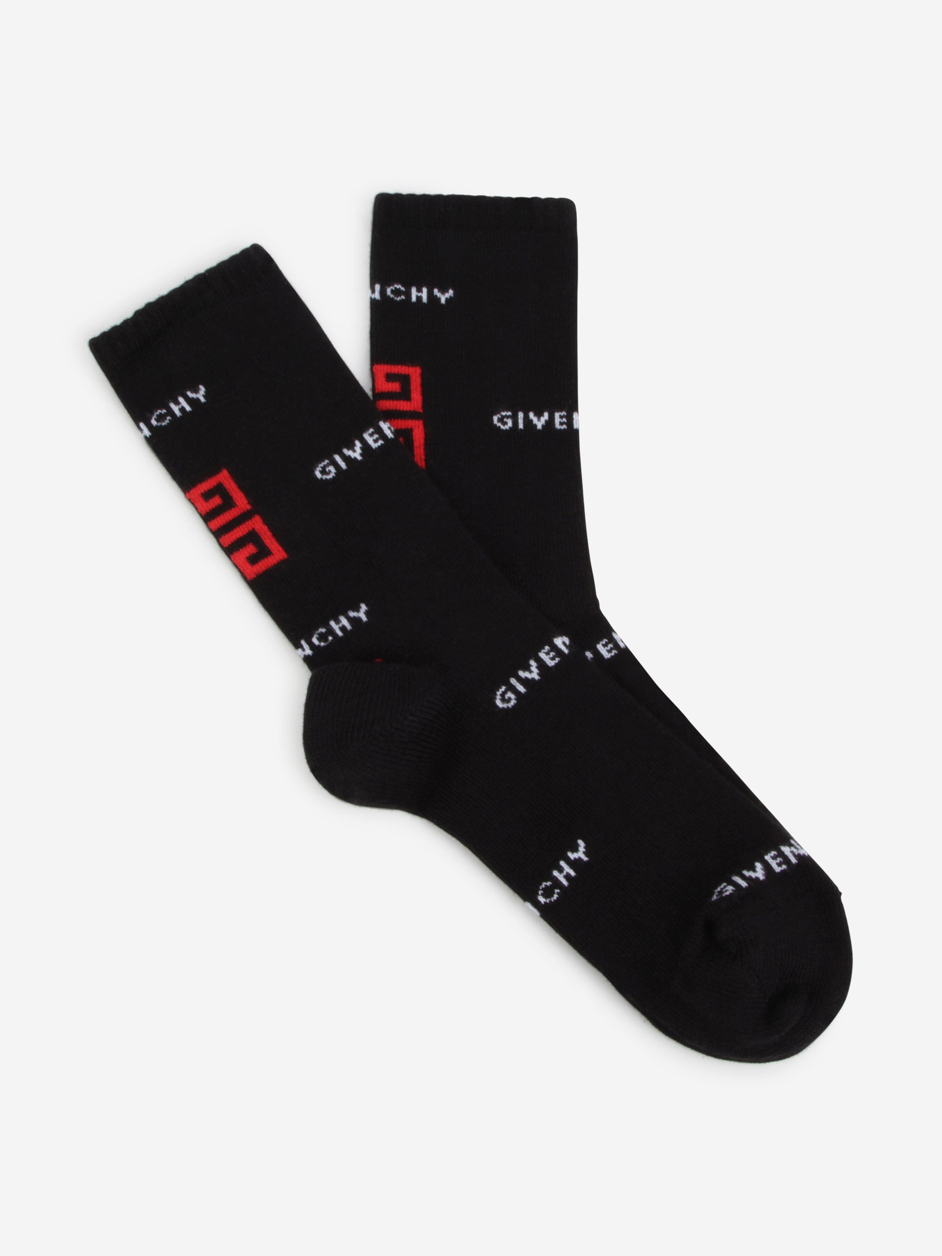 Givenchy Boys Jacquard Logo Socks in Black