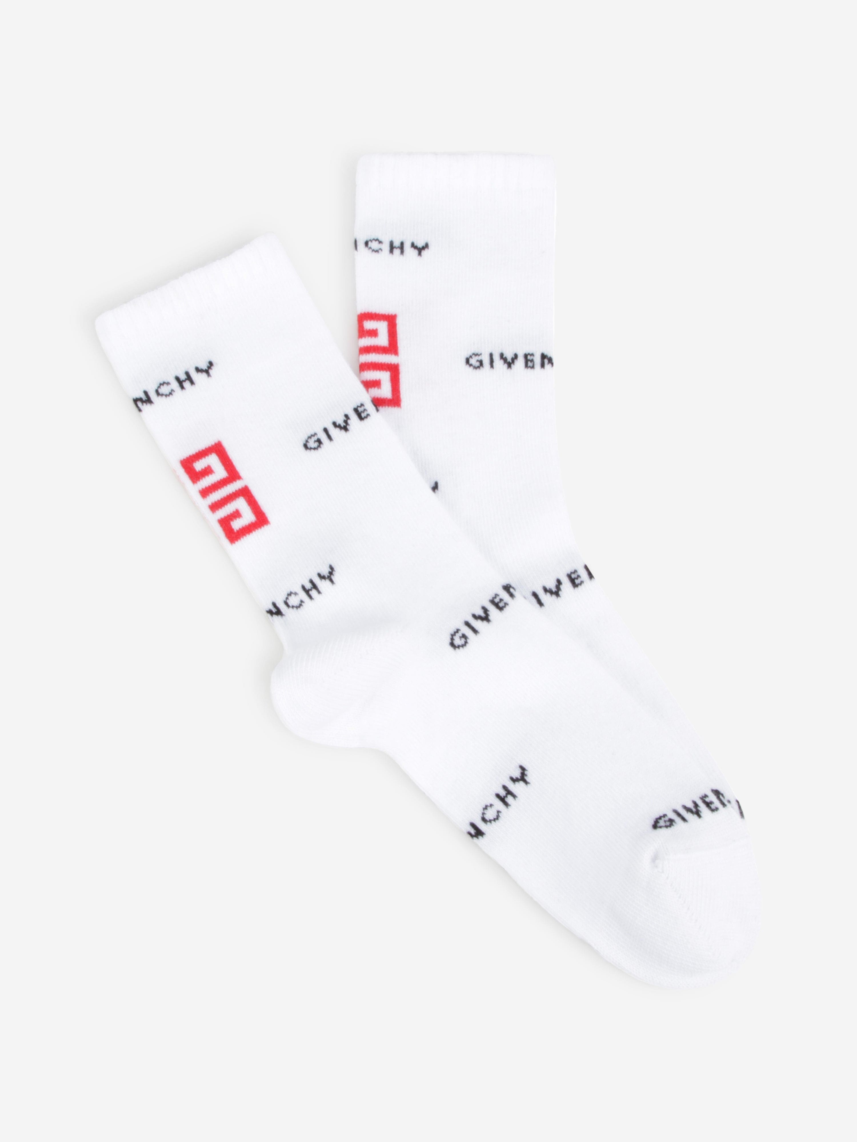 Givenchy Boys Jacquard Logo Socks in White