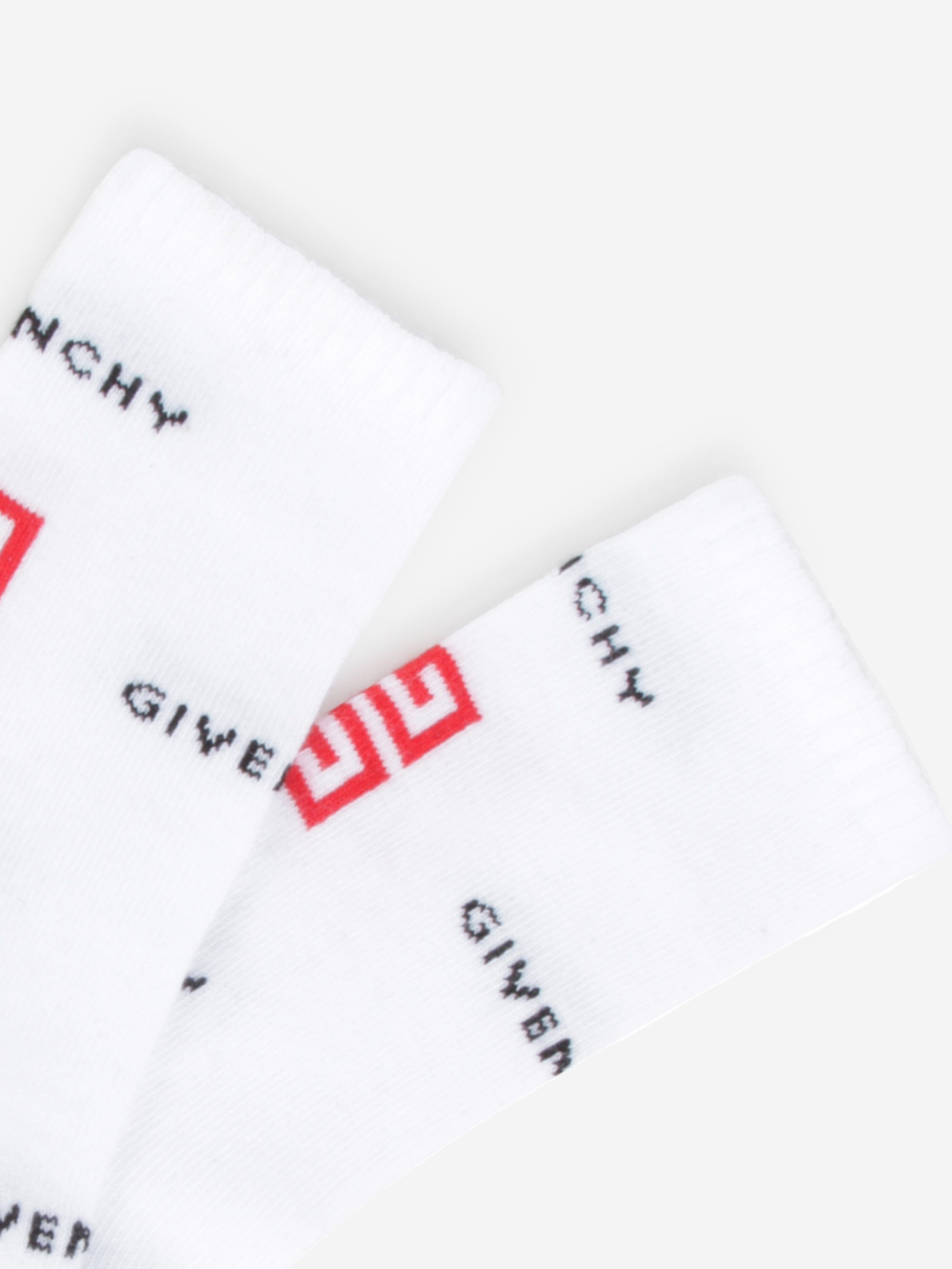 Givenchy Boys Jacquard Logo Socks in White