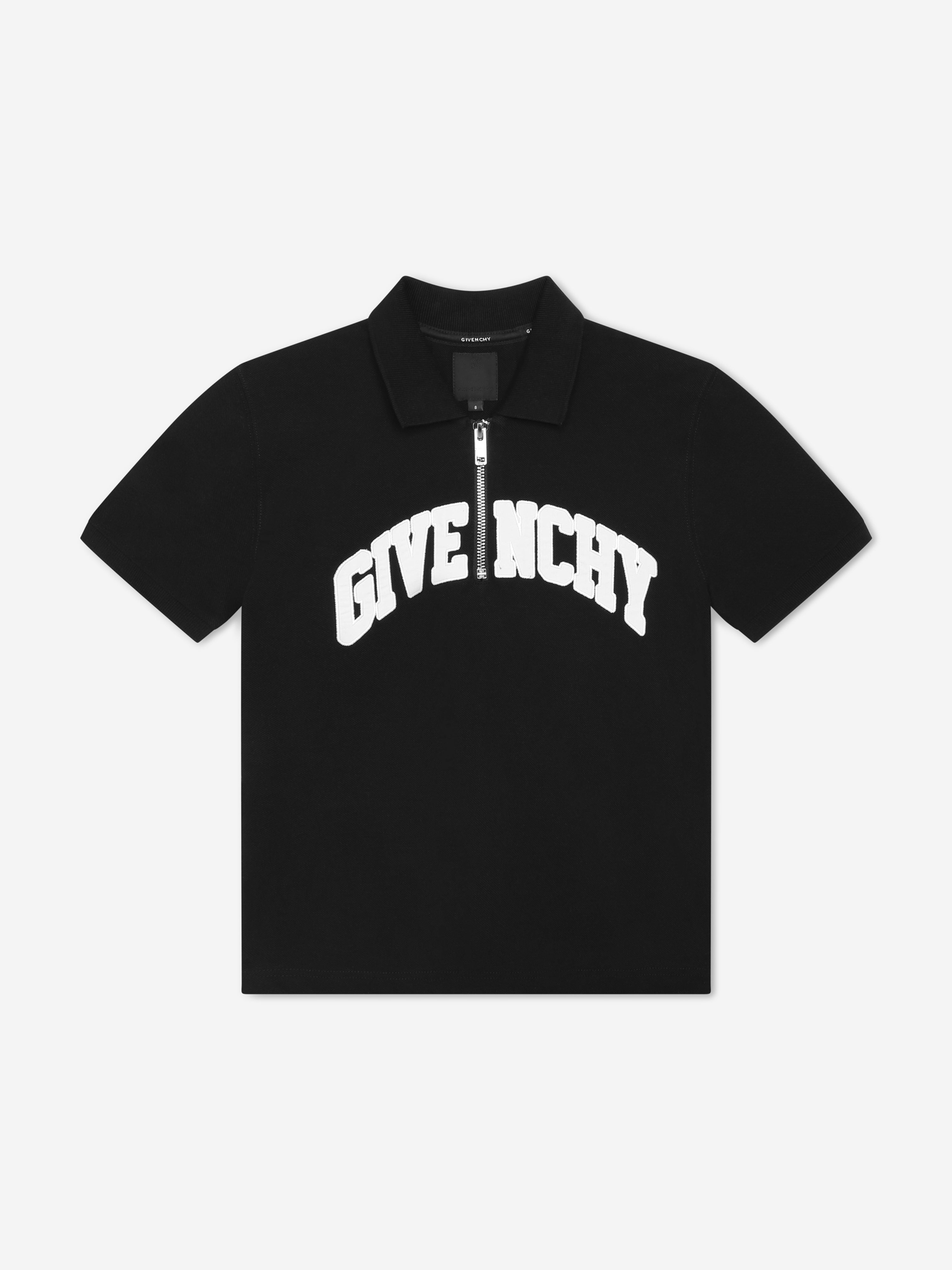 Givenchy Boys Zip Front Polo Shirt in Black