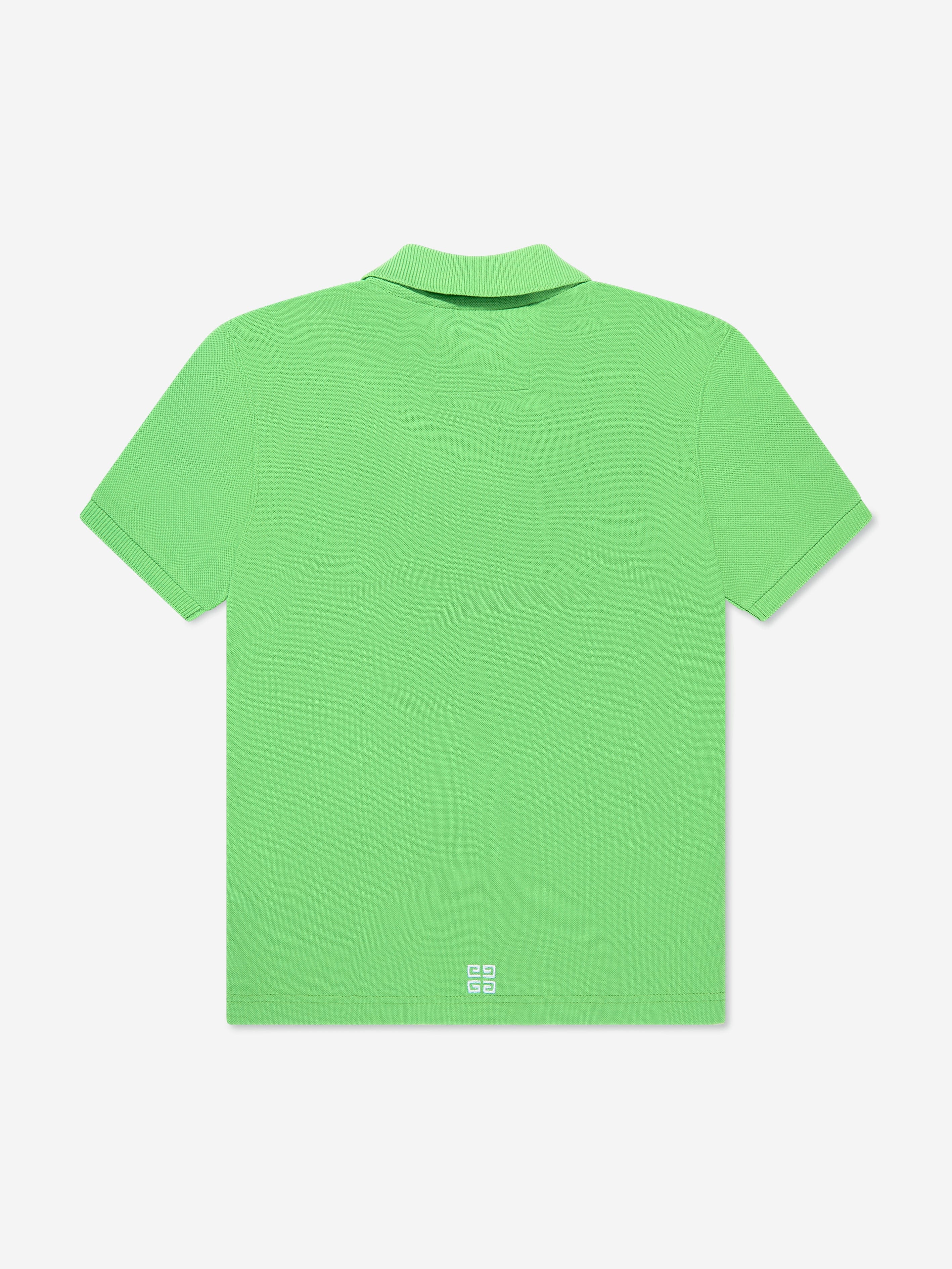 Givenchy Boys Zip Front Polo Shirt in Green