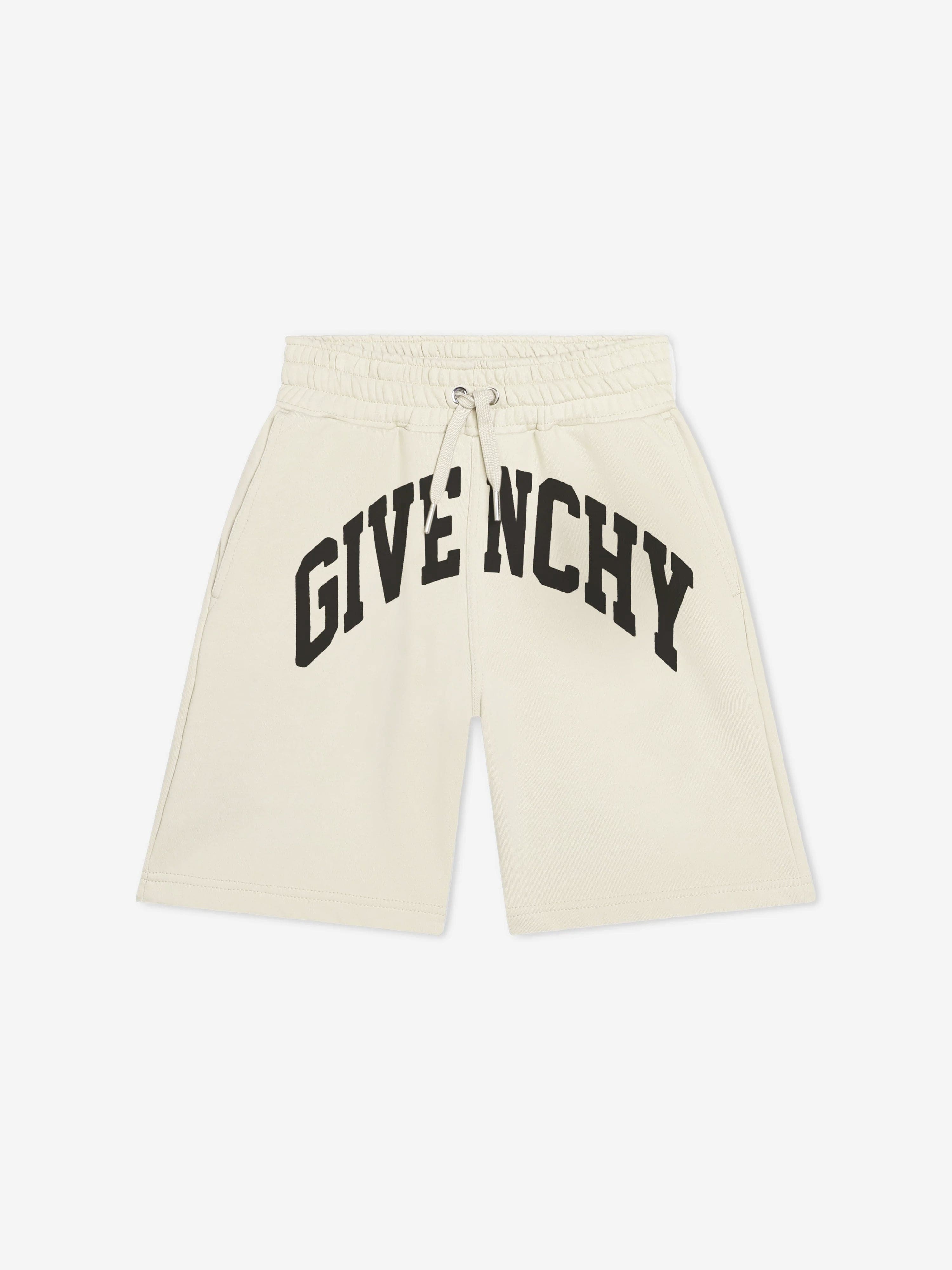 Givenchy Boys Logo Print Shorts in Beige