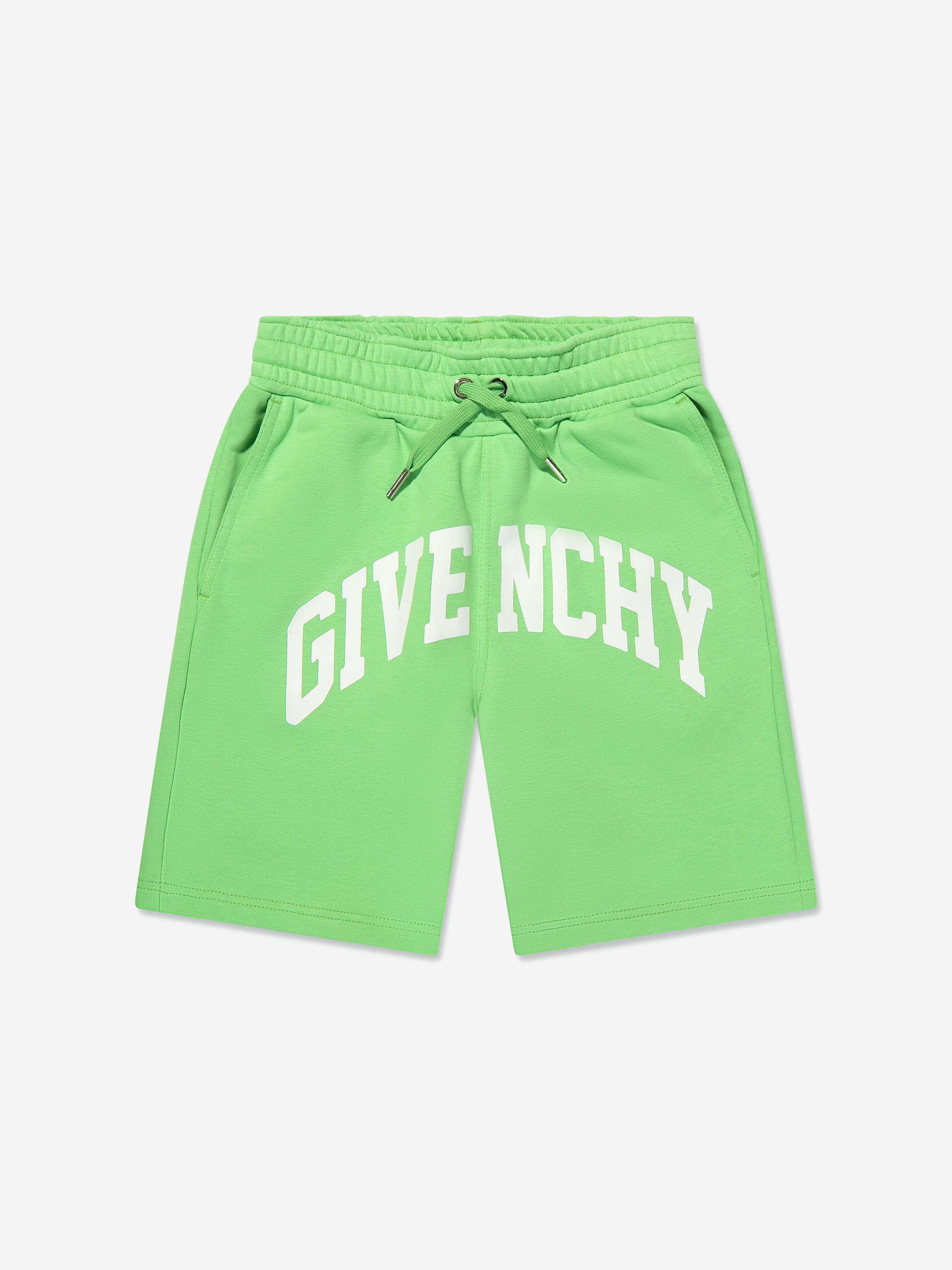 Givenchy Boys Logo Print Shorts in Green