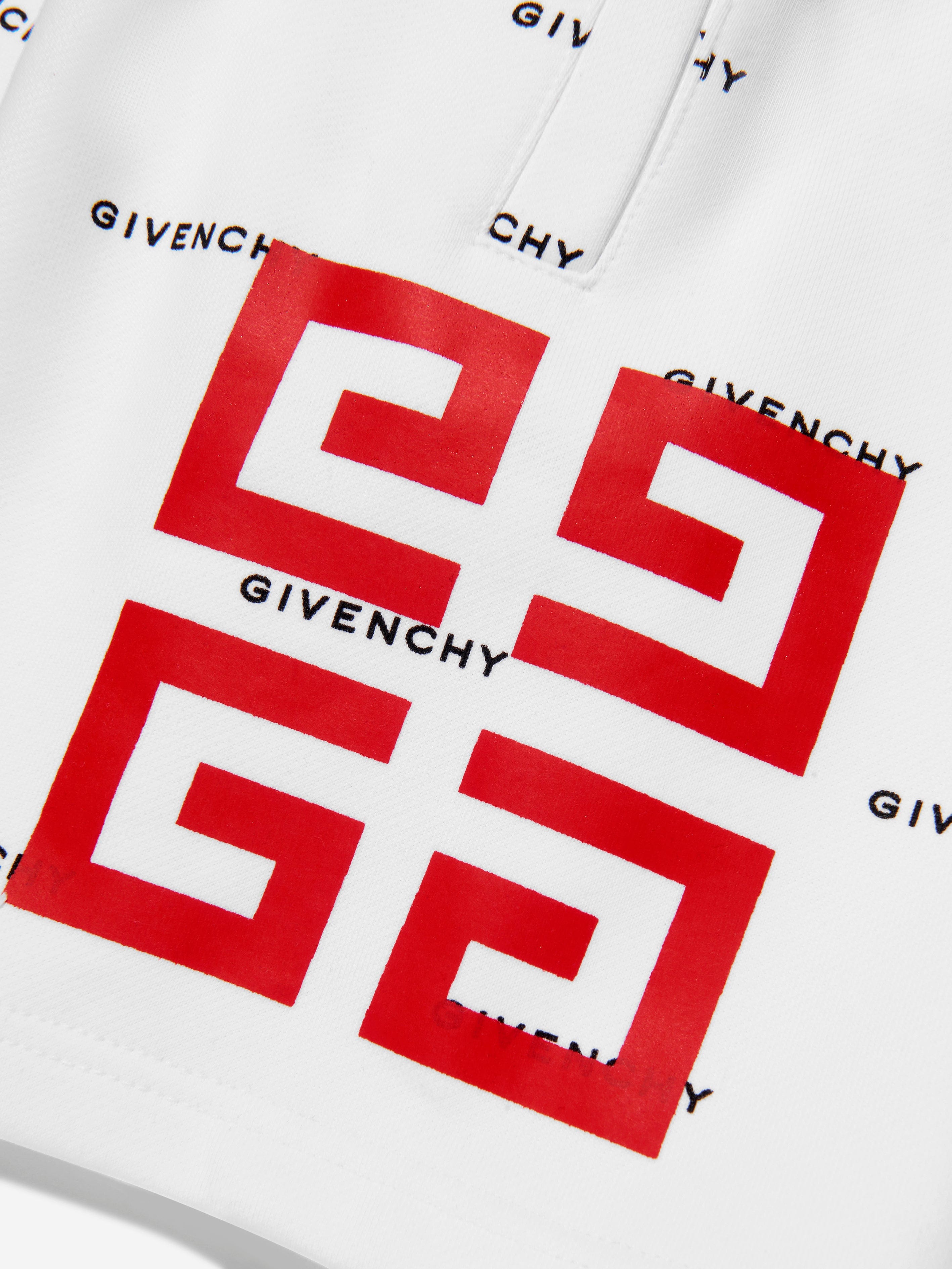 Givenchy Boys Logo Print Bermuda Shorts in White