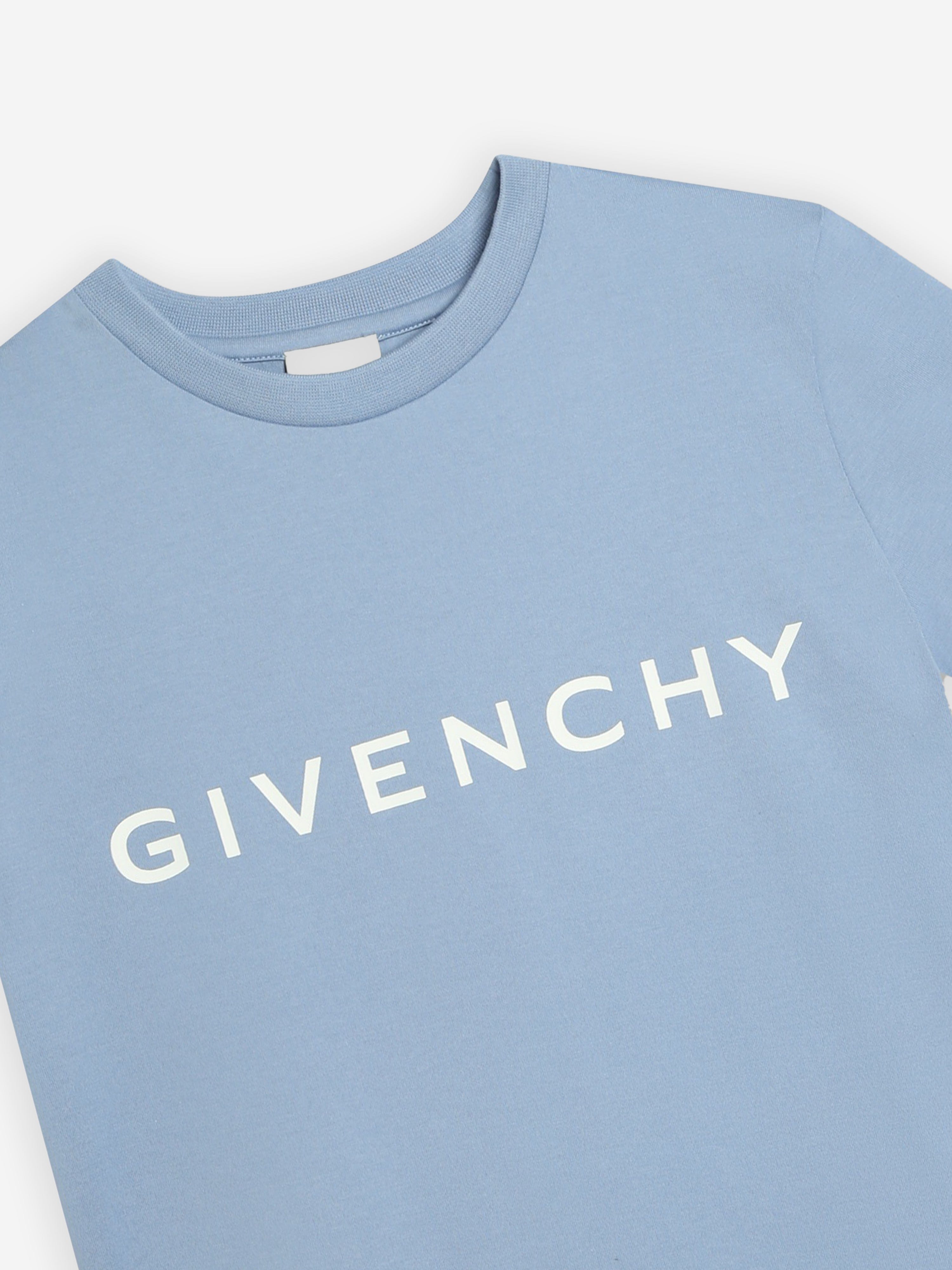 Givenchy Boys Logo Print T-Shirt in Blue