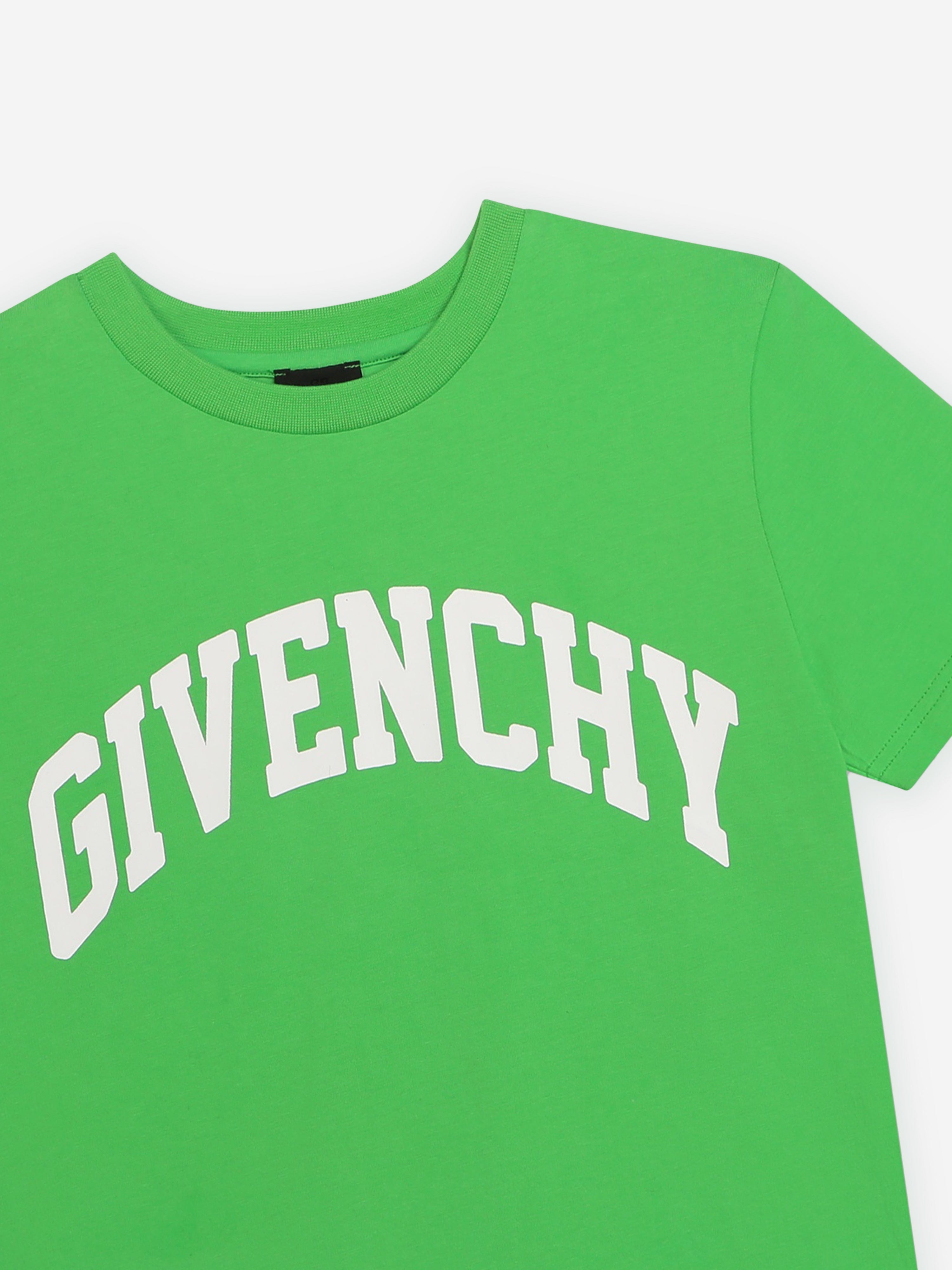 Givenchy Boys Logo Print T-Shirt in Green