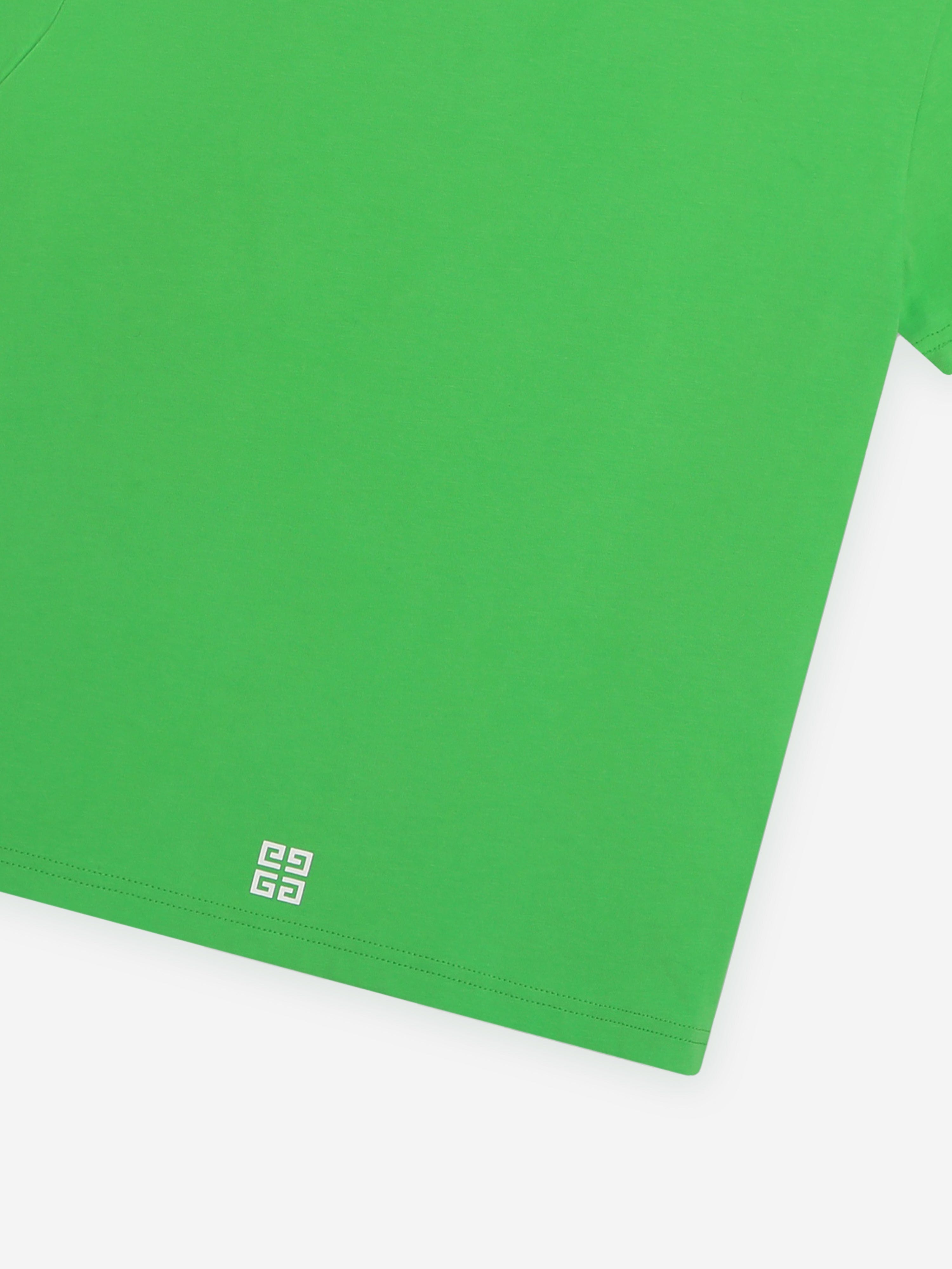 Givenchy Boys Logo Print T-Shirt in Green