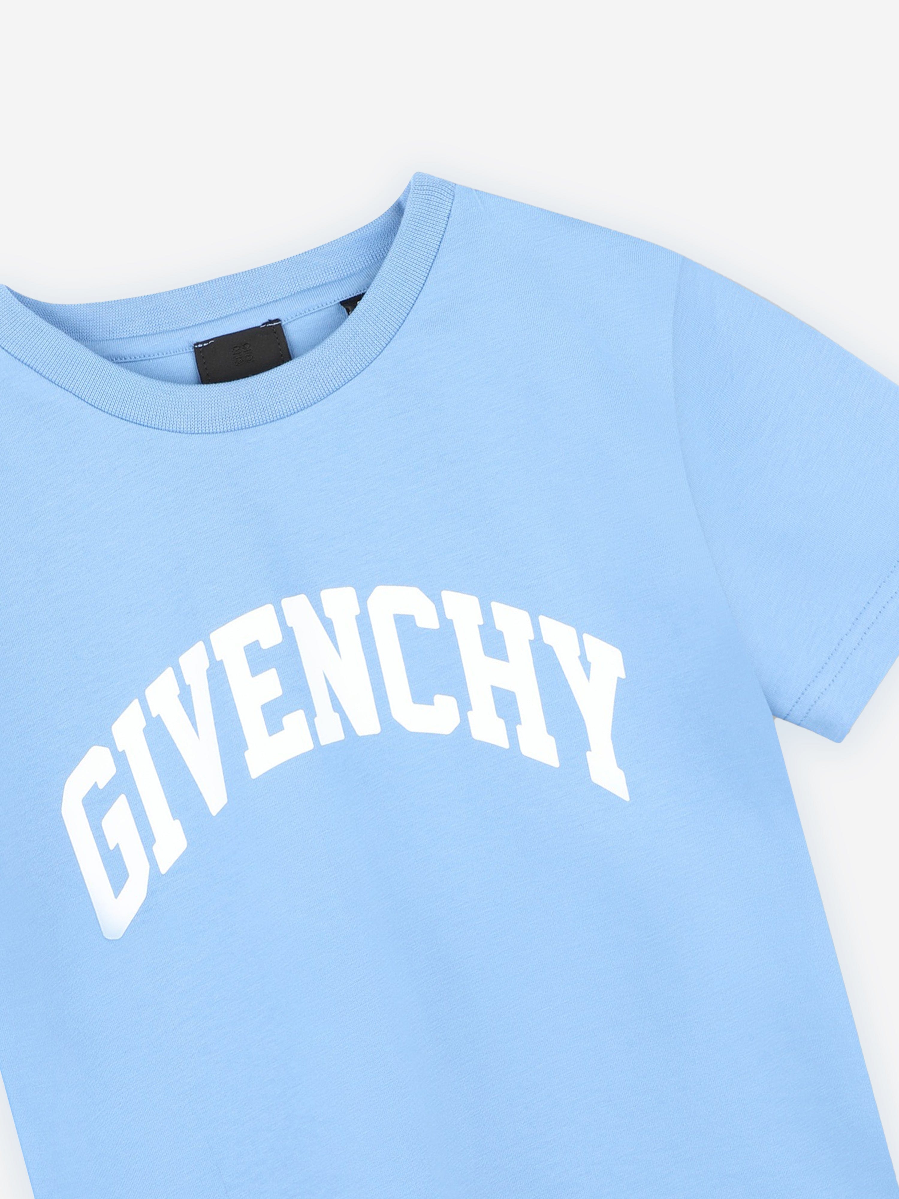 Givenchy Boys Logo Print T-Shirt in Blue