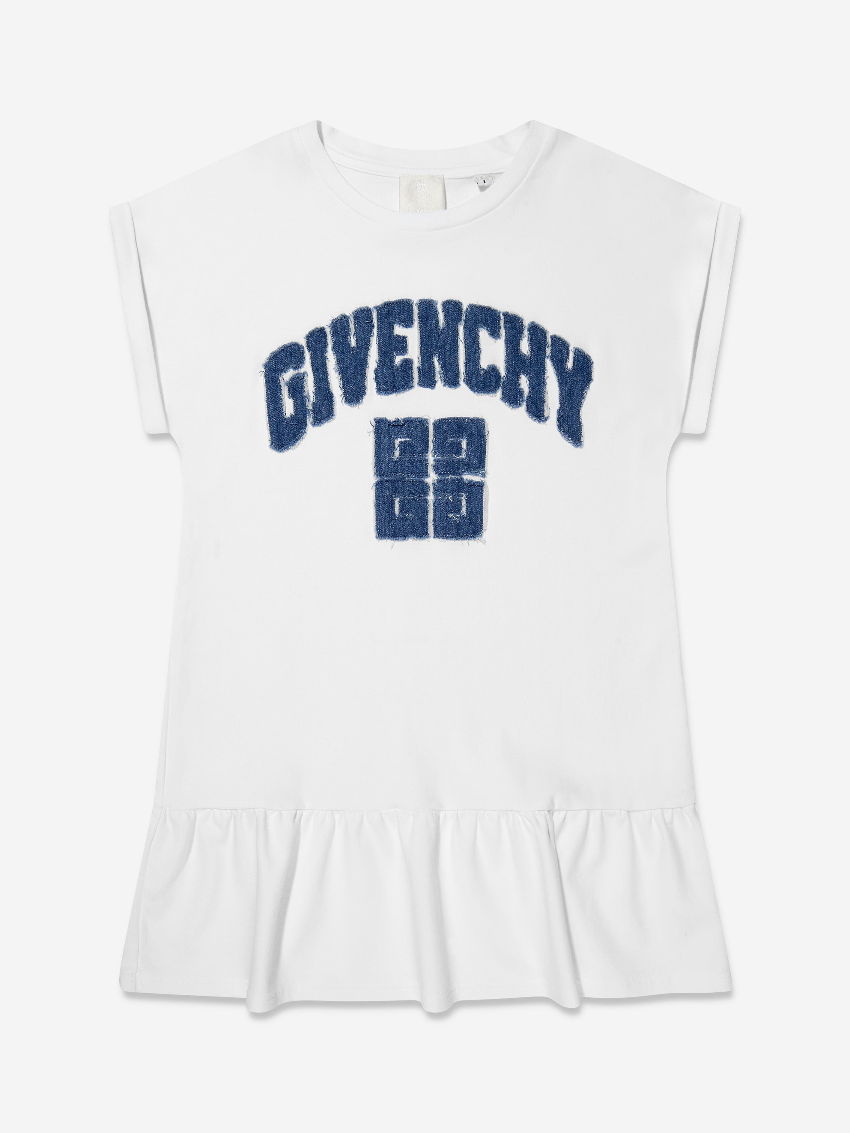 Givenchy Girls Logo Applique Dress in White