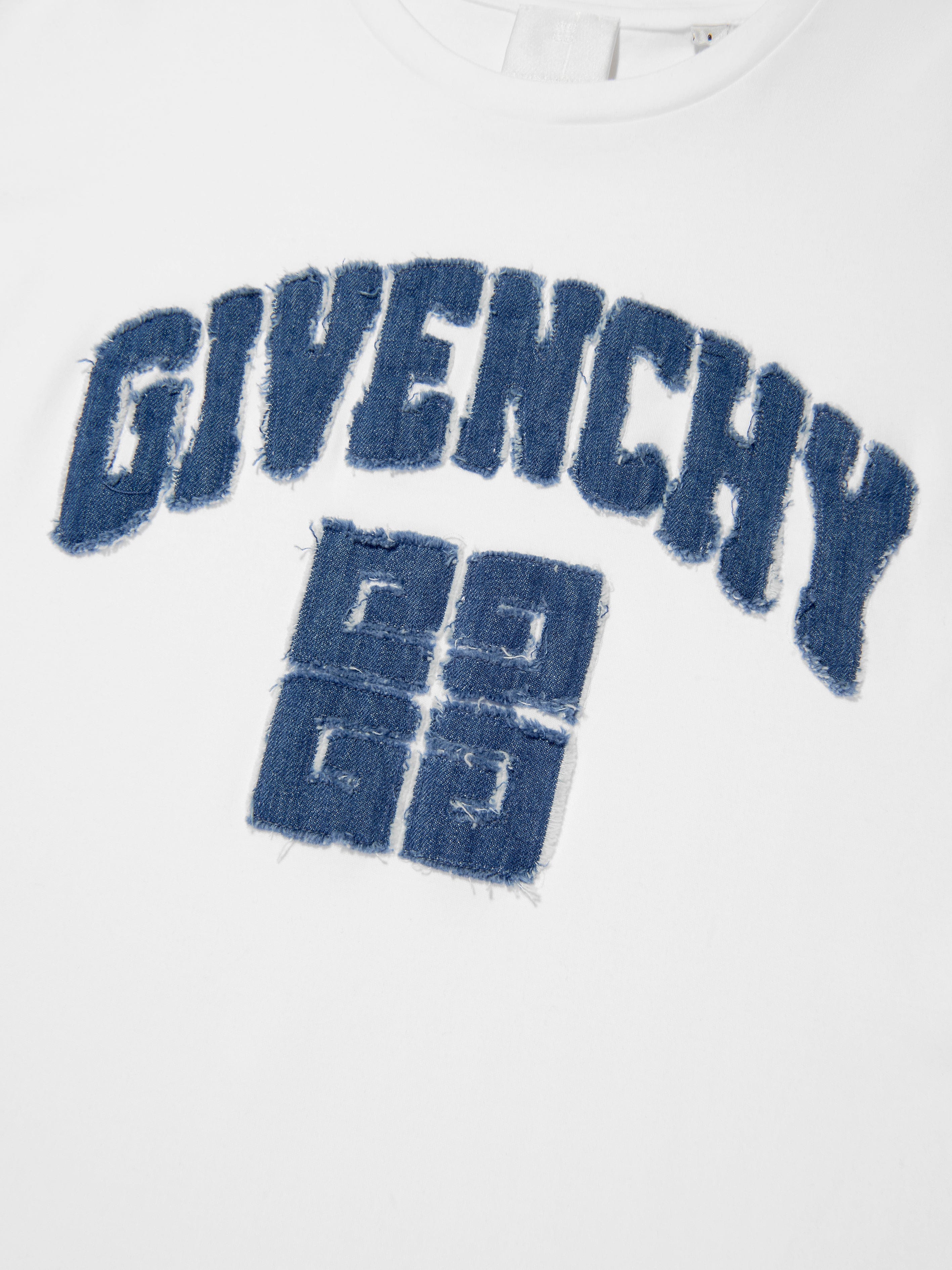 Givenchy Girls Logo Applique Dress in White