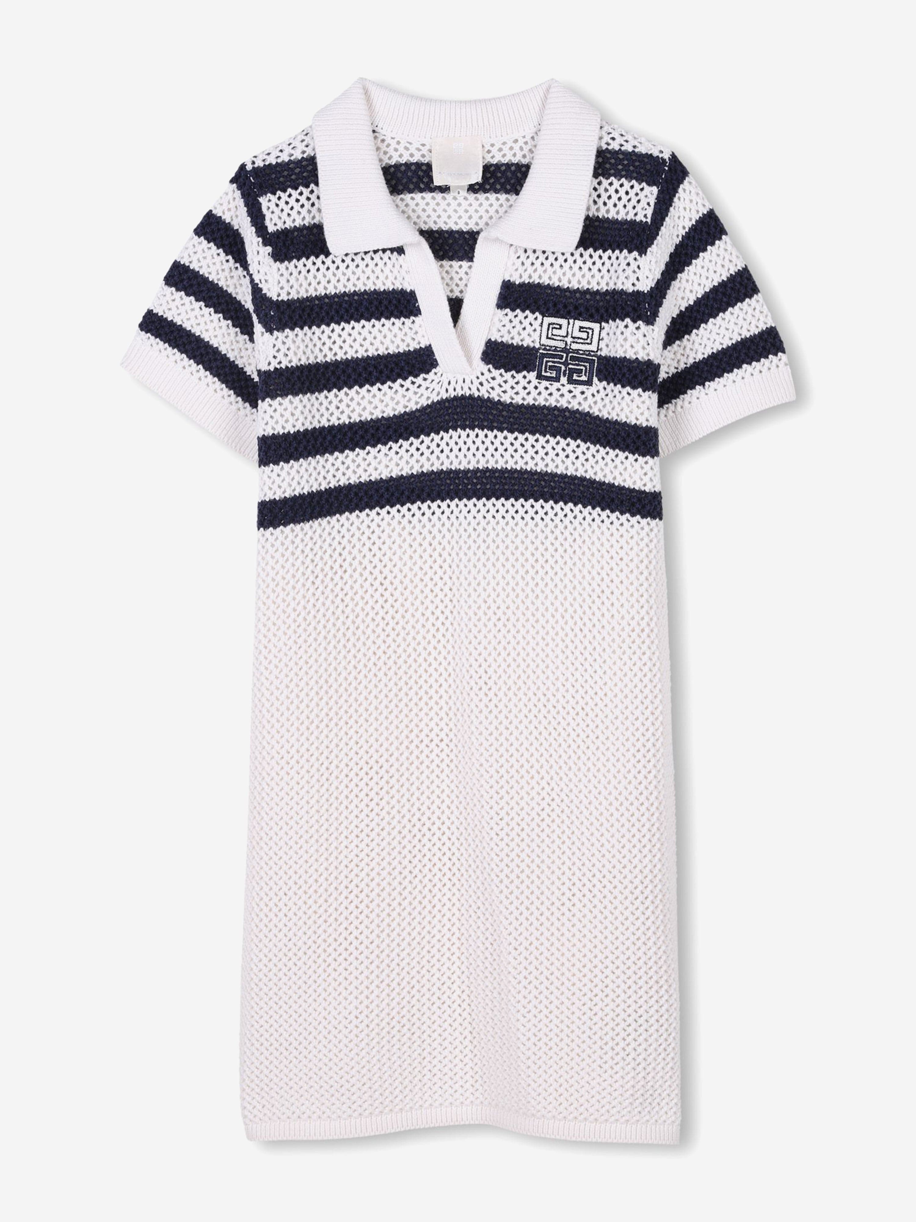 Givenchy Girls Striped Knitted Dress in White