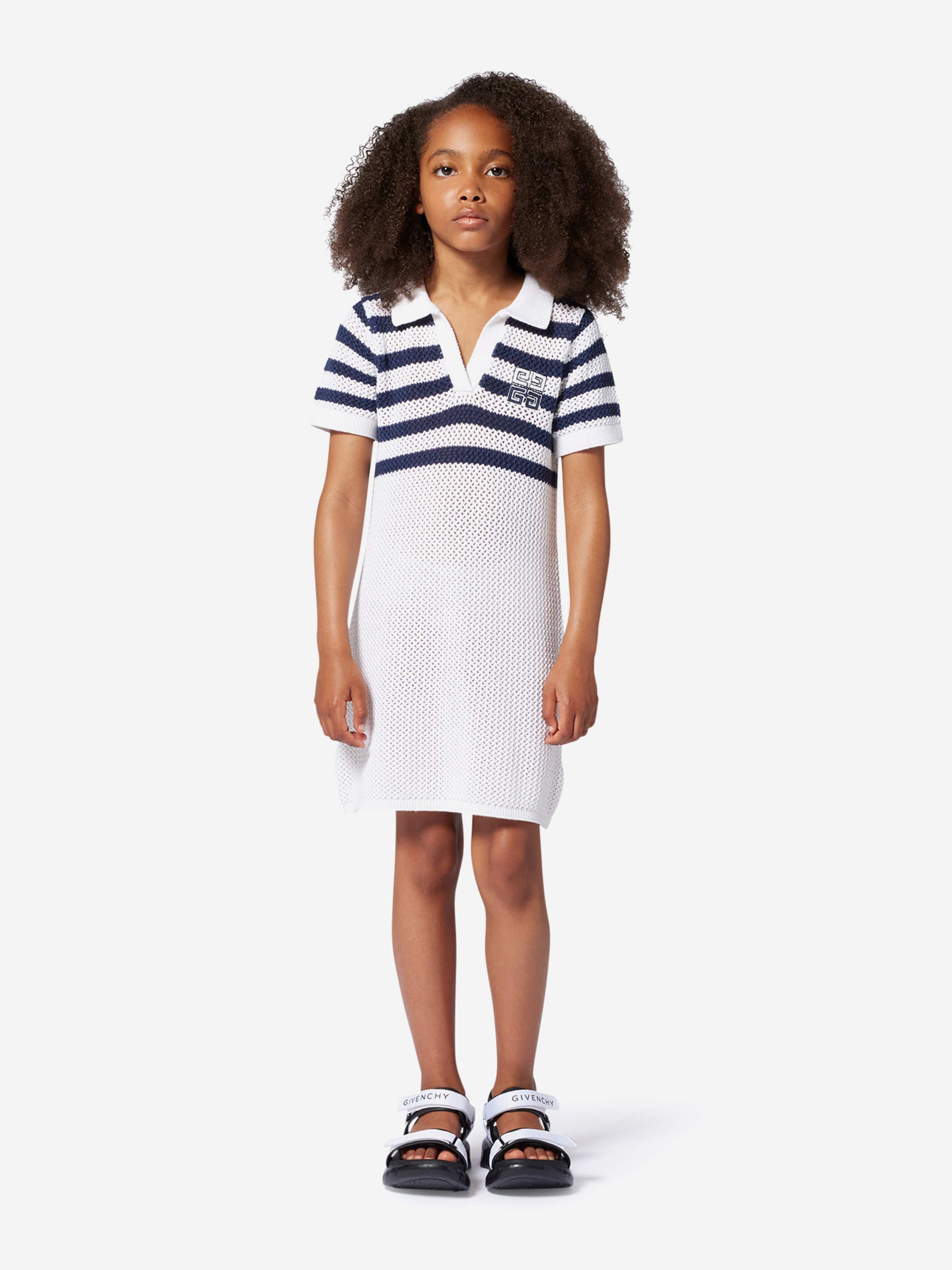 Givenchy Girls Striped Knitted Dress in White