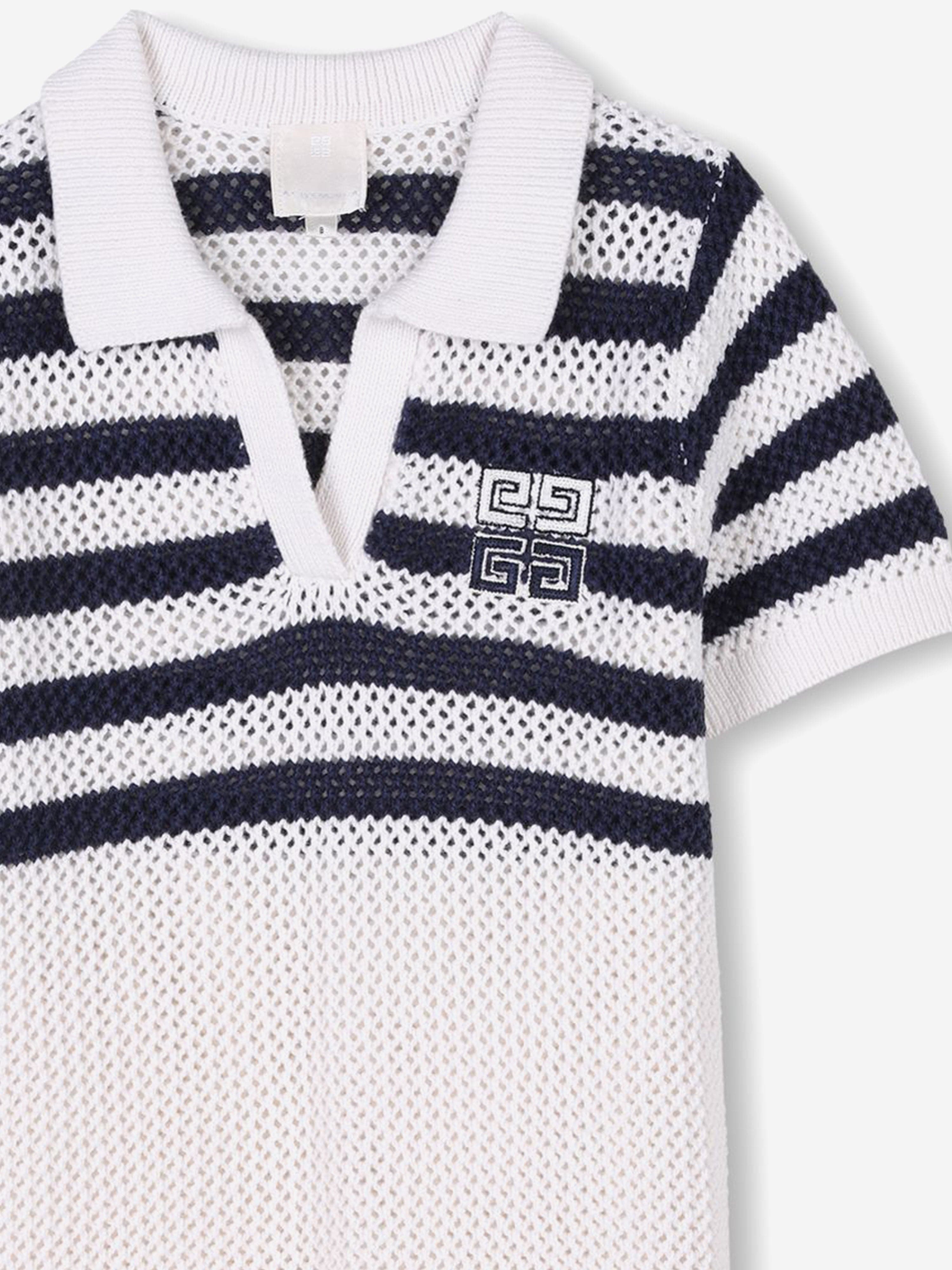 Givenchy Girls Striped Knitted Dress in White