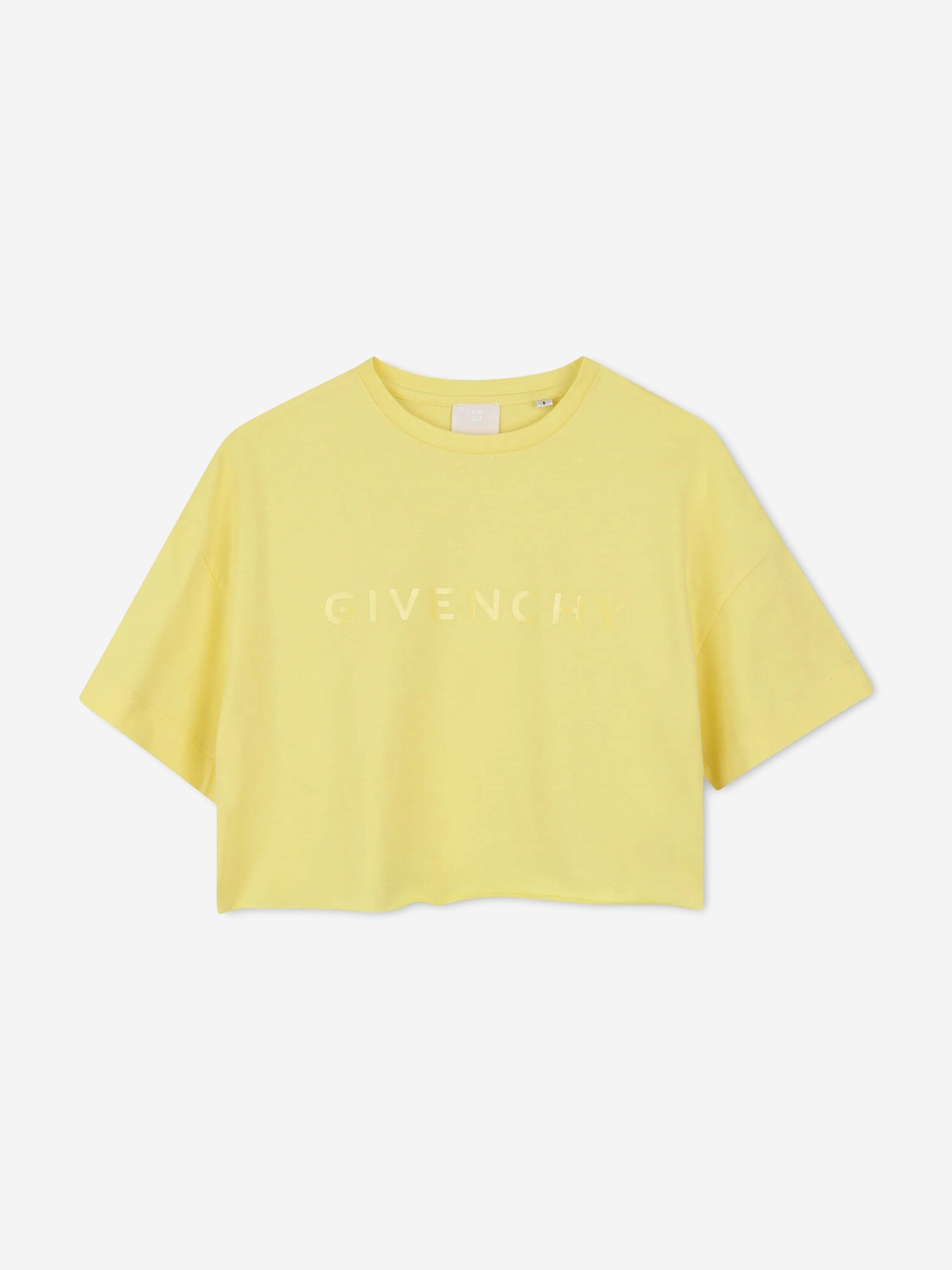 Givenchy Girls Logo Print T-Shirt in Yellow